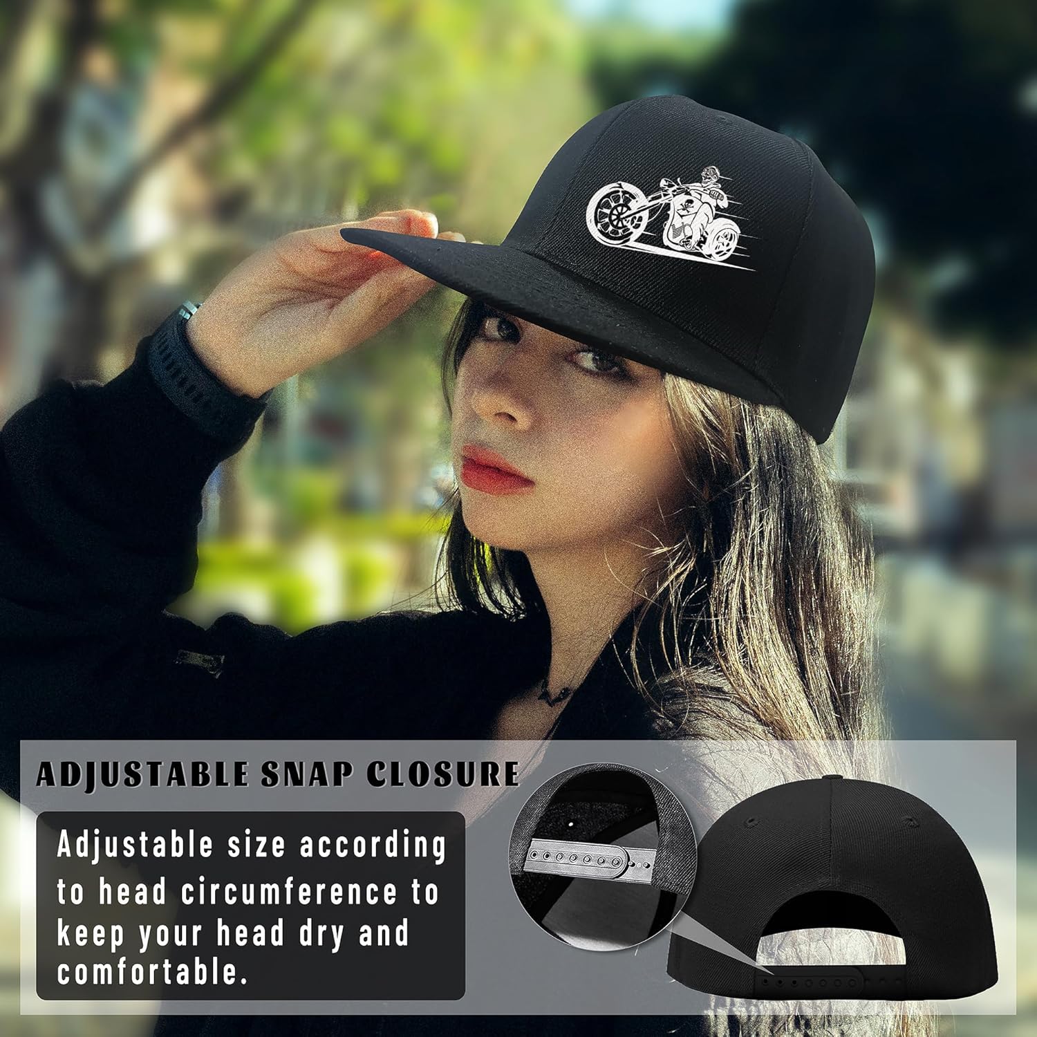 Flat Bill Hat for Men Women Baseball Cap Adjustable Adult Unisex Snapback Trucker Hats Flat Brim Snap Back Black Running Hat - Image 4