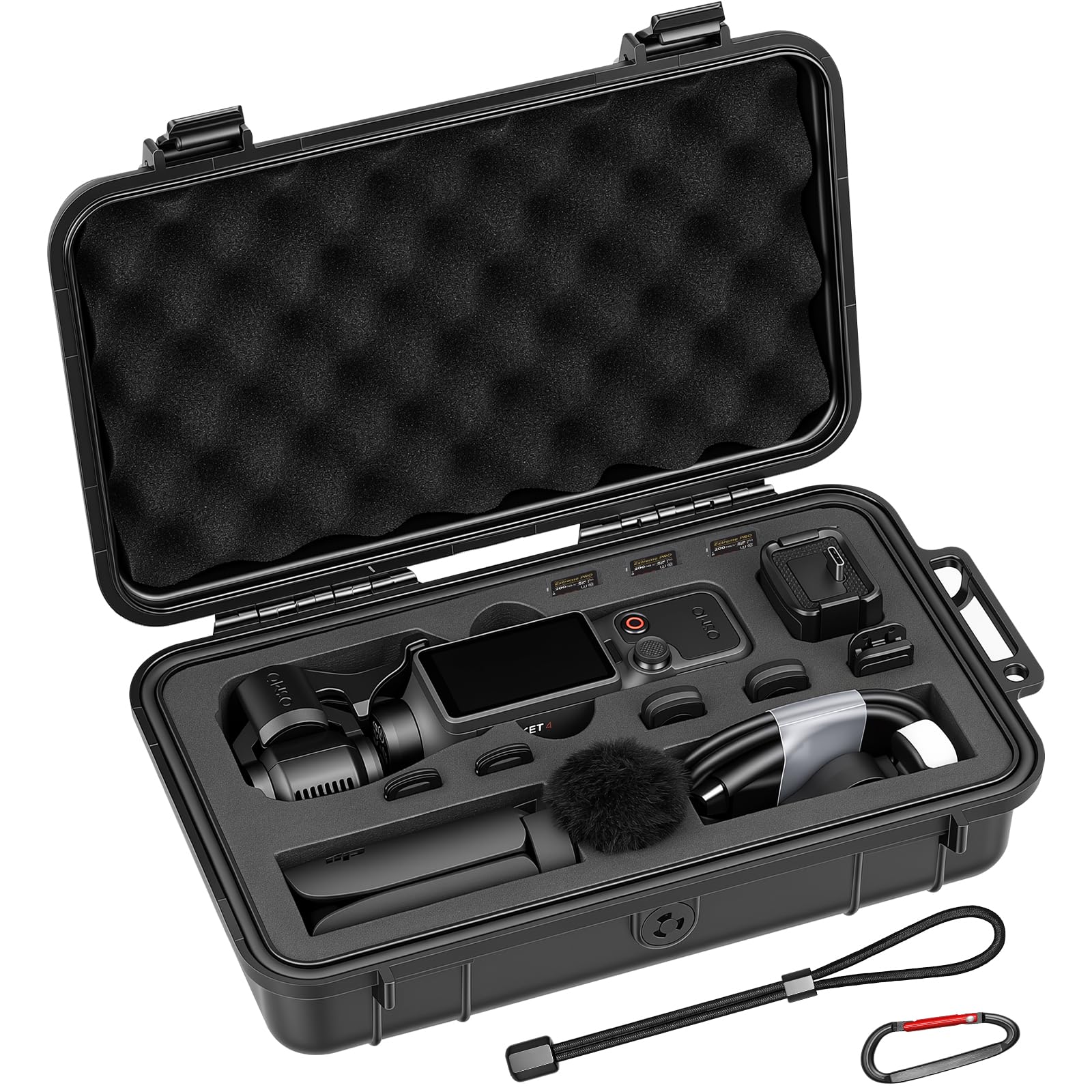 AMAZEAR Waterproof Hard Case Compatible with DJI OSMO Pocket 4, Pocket4 Creator Combo Accessories Small Hard Shell Cover Travel Box for Carrying, Protection, Storage, Organization, Black-picture-27