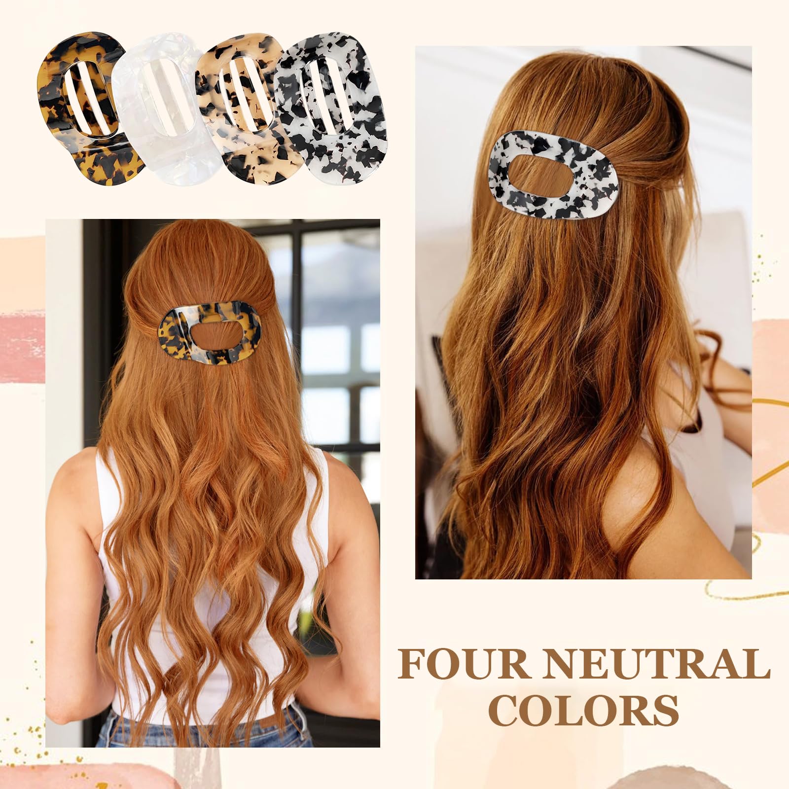 4 Pieces Hair Clips For Women, Small Tortoiseshell Hair Clip, Curved