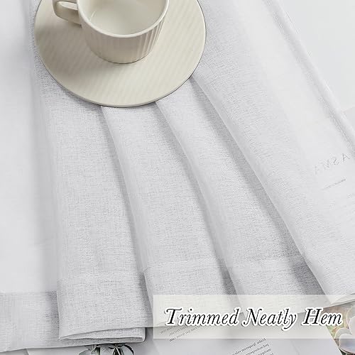 Miniatura 7 de Doris Cenefa de cortina de lino sintético transparente de 14 pulgadas de largo, filtrante de luz, para baño, dormitorio, sala de estar, ventana,