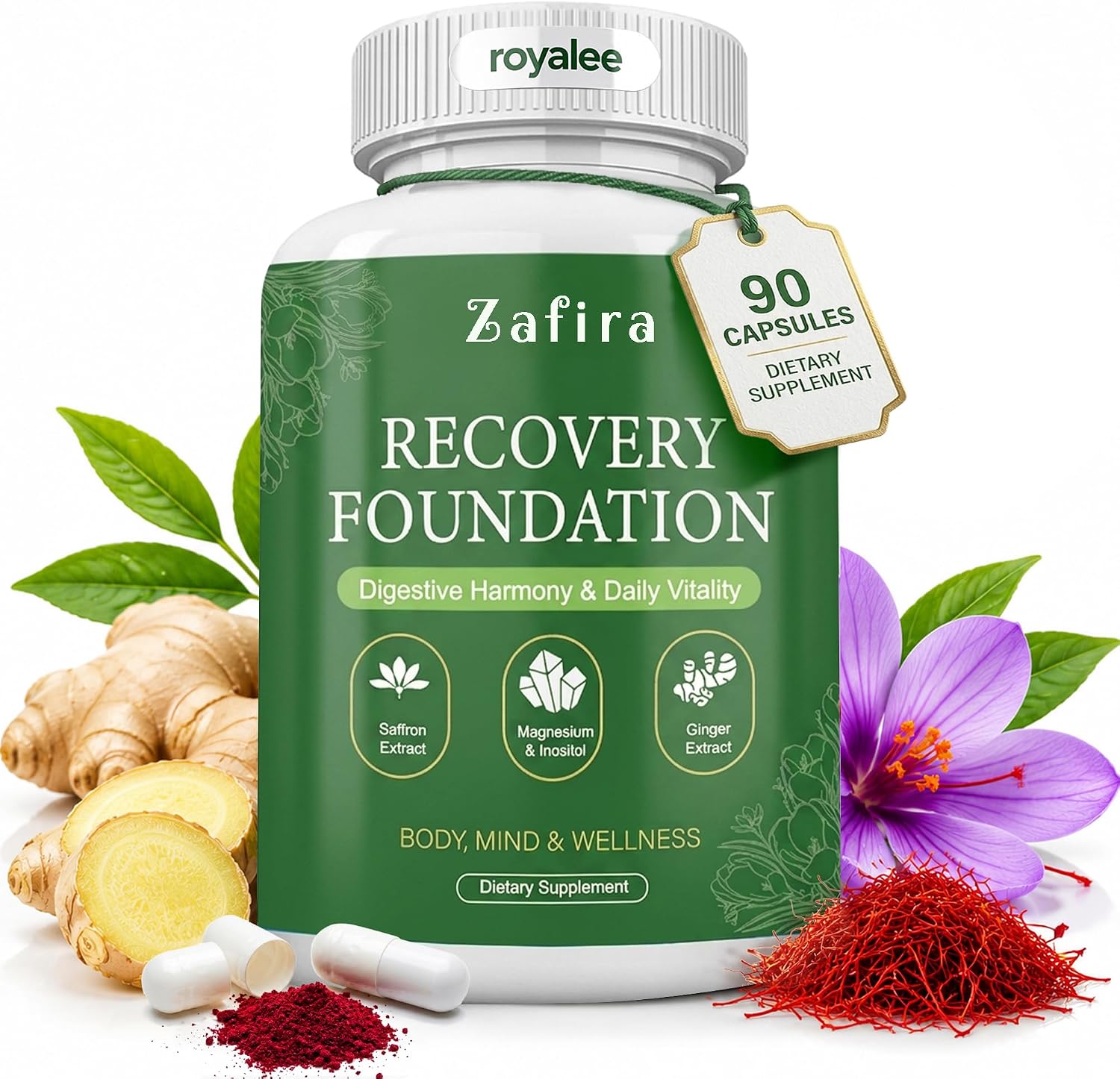 Zafira Organics Recovery Foundation Capsules with Saffron Ex