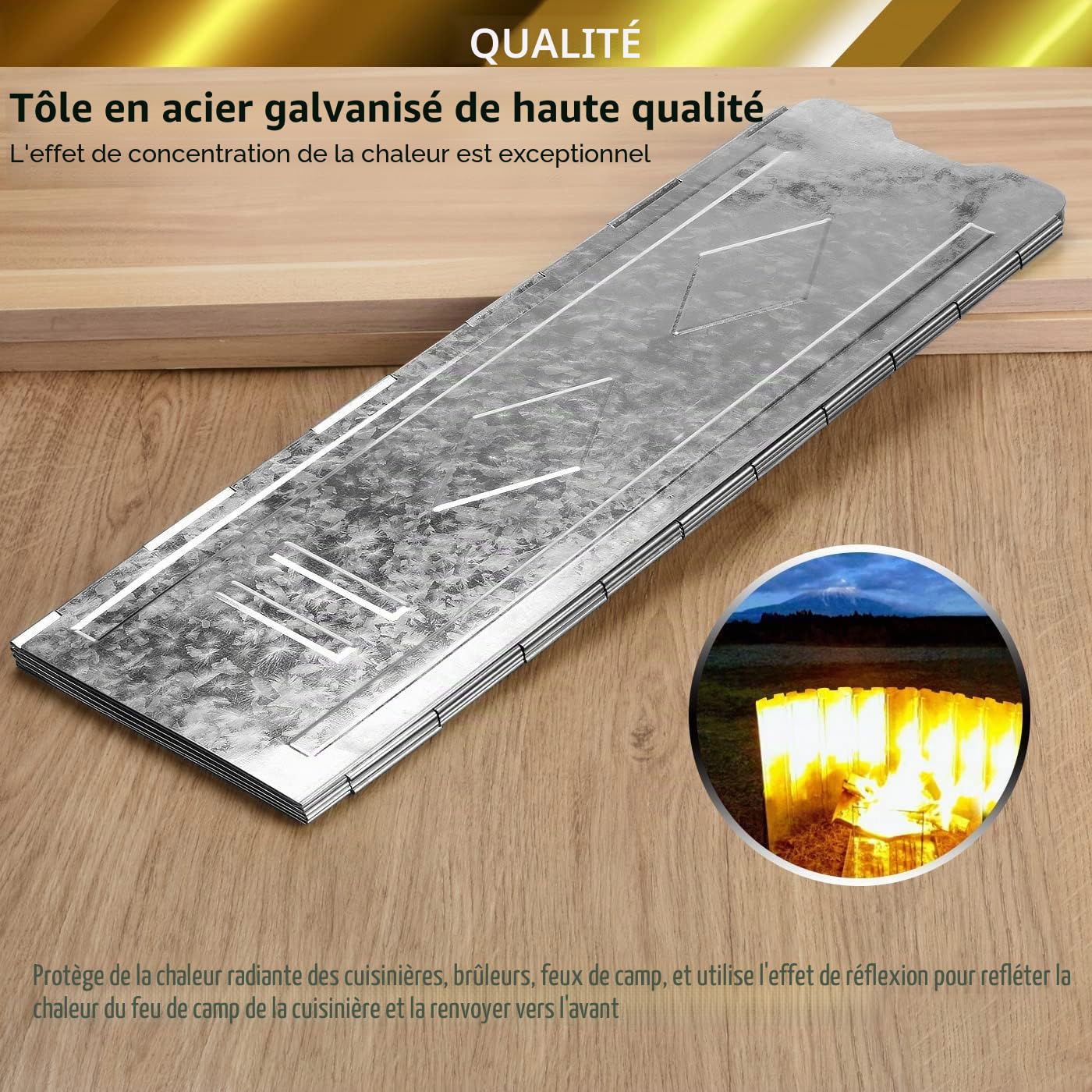 150cm Super gros, Pare-Vent Pliable de 10 Assiettes, Pare-Brise Pliable Extérieur Camping Poêle Vent Bouclier Plaque