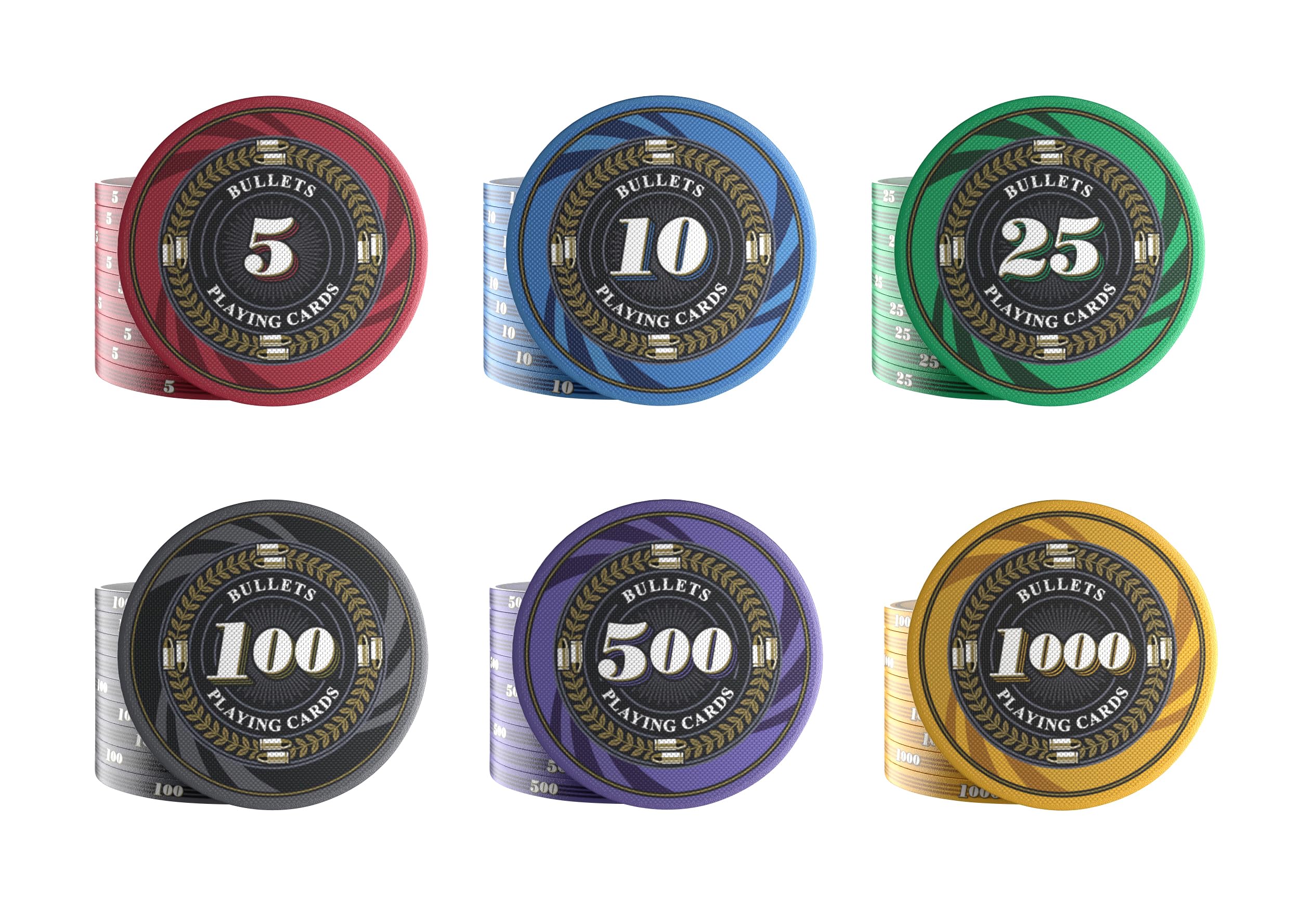 Bullets Playing Cards - Maletín de póquer Silvio Deluxe con 500 fichas de póquer de cerámica, instrucciones de póquer, botón de distribuidor y cartas de póquer de plástico