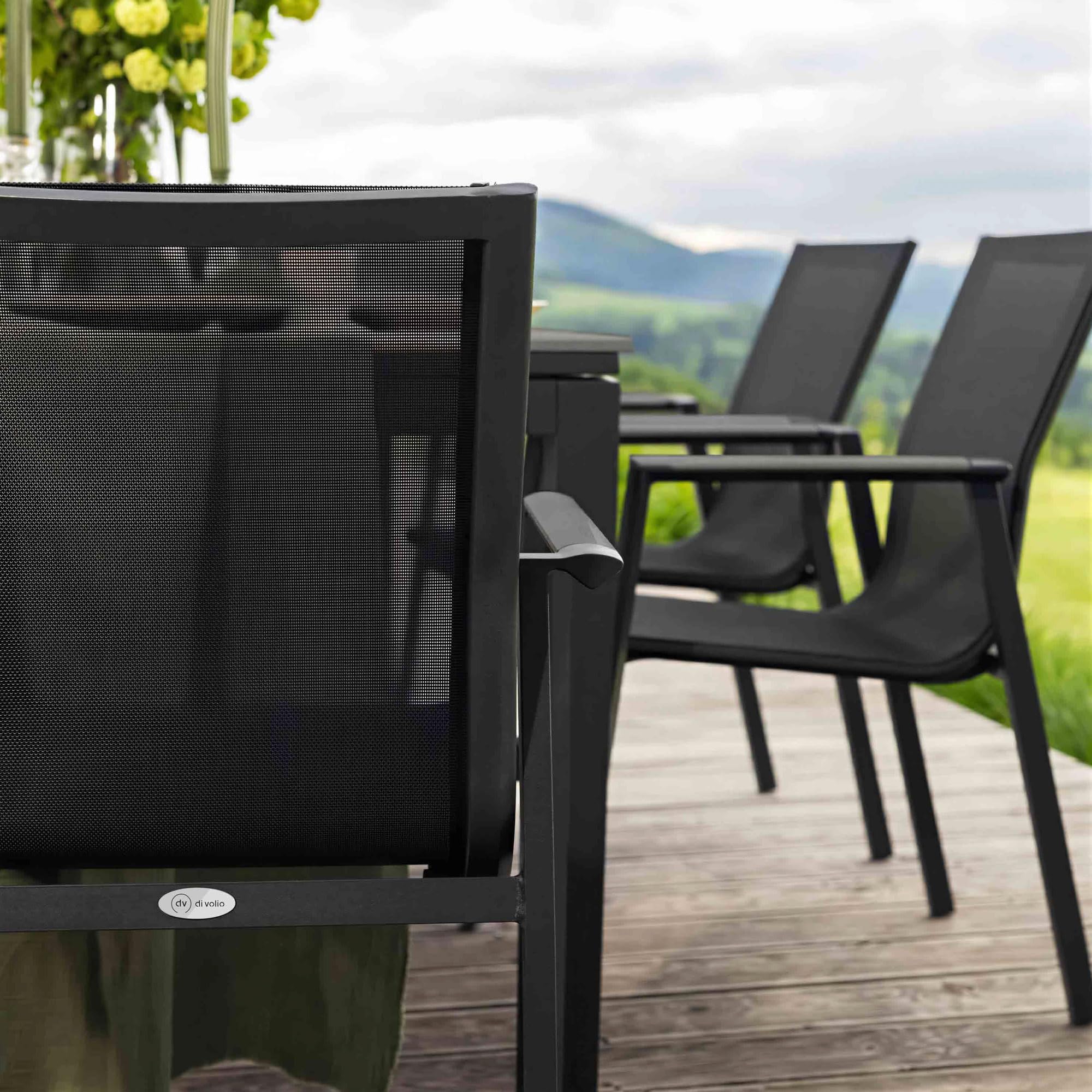 di volio Gartenmöbel MIRANNO, ausziehbarer Gartentisch mit stapelbaren Stühlen - Set, langlebige Essgruppe für 6-8 Personen, robust & wetterfest (Grau, 8-Sitzer)