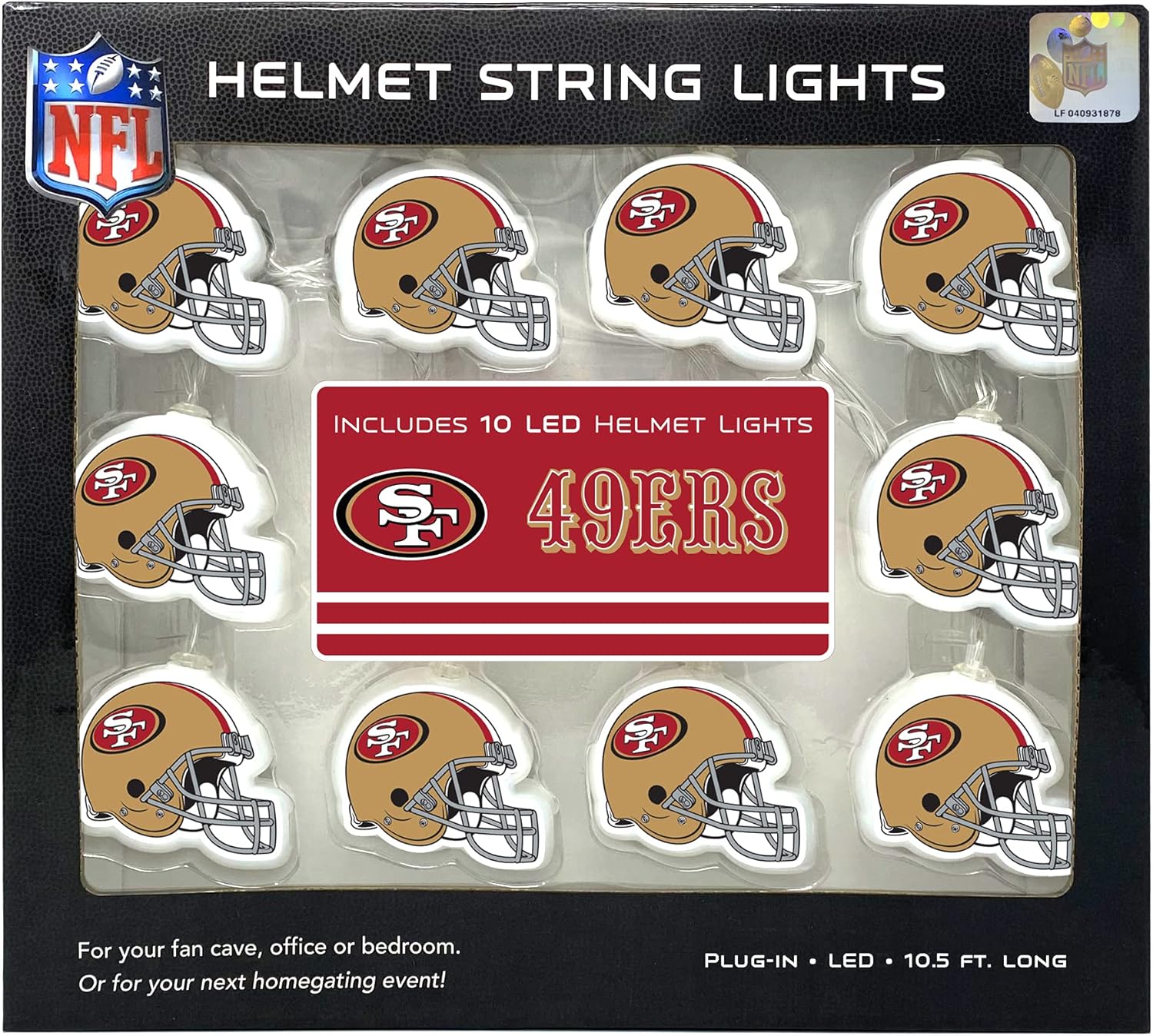 NFL LED Helmet String Lights with Adaptor Plug Included, Battery Operated Football Fairy Lights for Indoor Home Décor