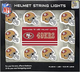 NFL LED Helmet String Lights with Adaptor Plug Included, Battery Operated Football Fairy Lights for Indoor Home Décor