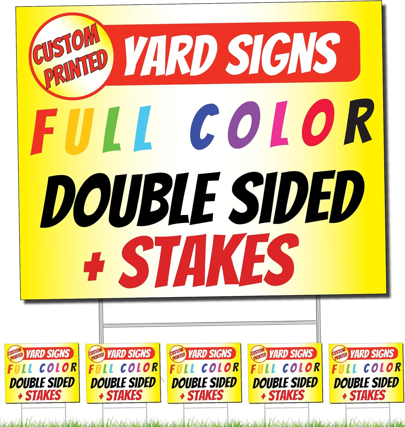 Custom Printed Plastic Yard Signs, Printed Full Color Personalized Lawn Signs, by Legit Fast Printing, Bulk 16x16", 20x20", 44x44", 16x22" (Die Cut)