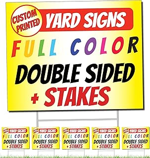 Custom Printed Plastic Yard Signs, Printed on Both Sides, Includes H-Stakes, Full Color Personalized Lawn Signs, by Legit Fast Printing, Bulk 24x18", 18x12", 36x24", 12x9"
