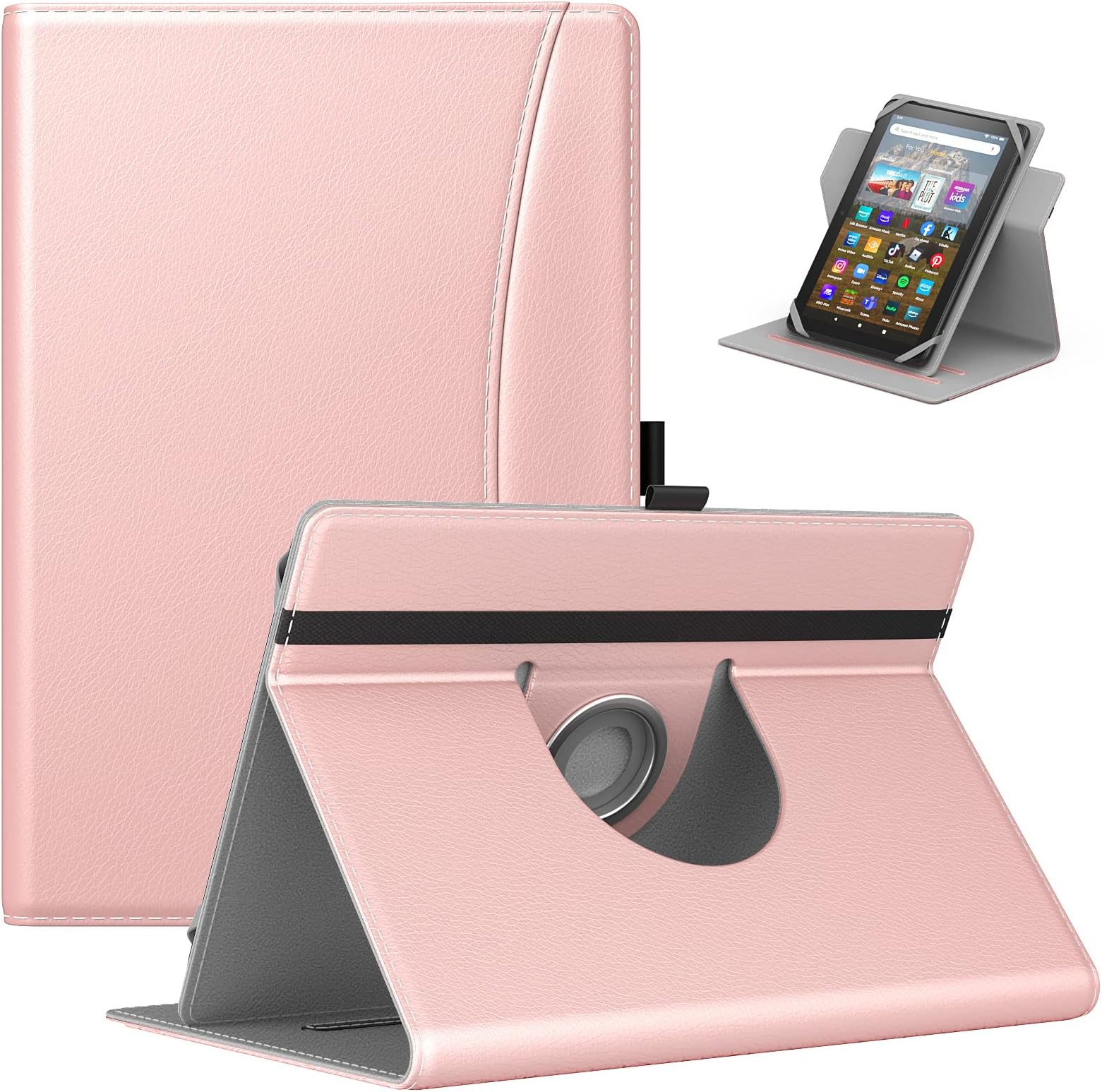 Étui Portefeuille Universel Pour Tablette 7 à 8 Pouces - Cuir PU - Support Intégré - Veille Automatique - Noir