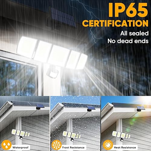 Miniatura 7 de Luces solares de movimiento para exteriores, con cable de 16.4 pies, 3000 lm luces LED de seguridad ultra brillantes para exteriores del atardecer
