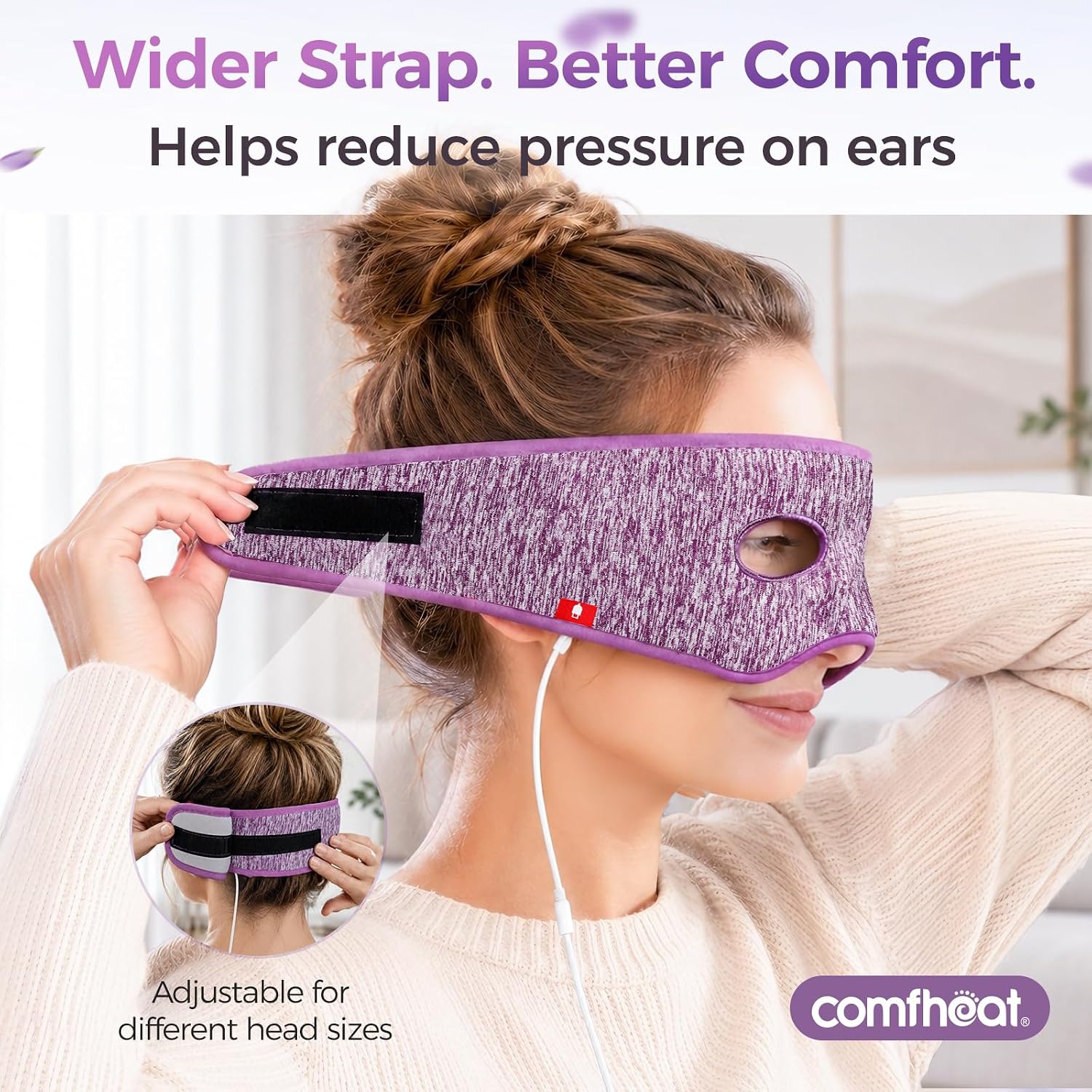Sinus Pressure Relief Mask with 3 Heat Levels, Custom-Fit Design | Face Heating Pad for Sinusitis, Congestion, Migraine, Tension Headache Relief, USB Powered, Soft Skin-friendly, Purple