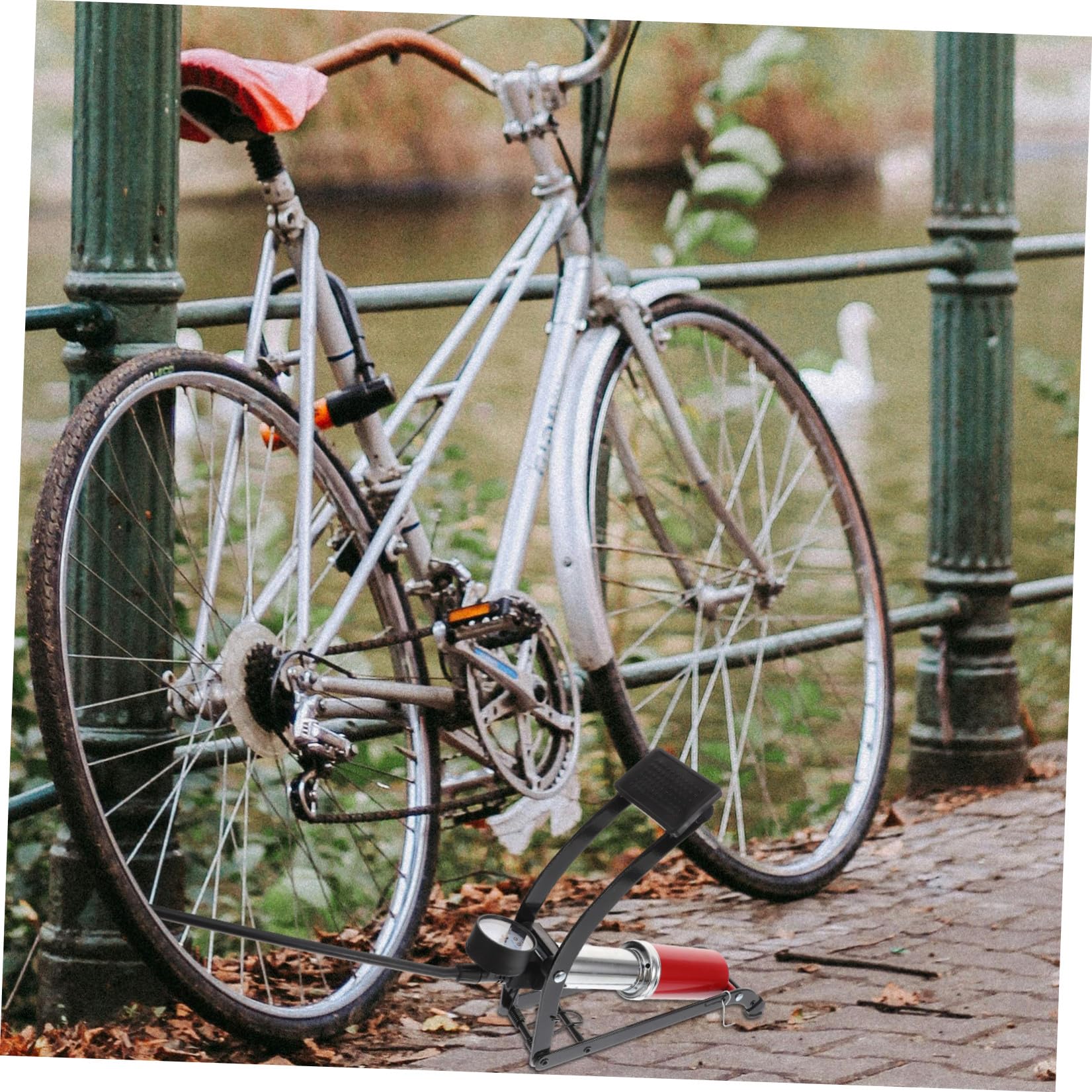 BESPORTBLE Pompa Per Bicicletta Portatile Pedale Gonfiatore Multiuso Per Pneumatici e Palloni Leggera e Facile Da Usare Design Ergonomico Per Inflazione Efficiente