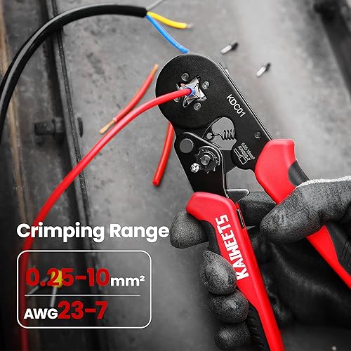 Miniatura 2 de KAIWEETS Kit de herramientas de crimpado de virola AWG 23-7, juego de alicates de virola de alambre autoajustables con 1200 terminales de alambre,