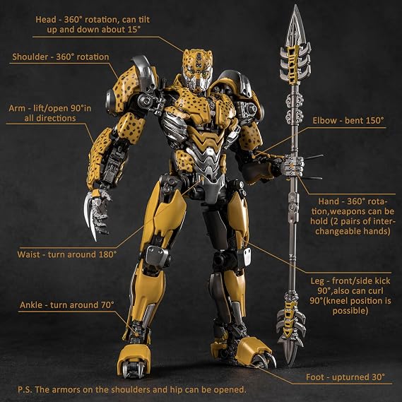 YOLOPARK Transformers Toys Rise of The Beasts Movie Cheetor Action Figure with Bumblebee’s Weaponry - Kids Ages 8 and Up,7.08 Inch (Cheetor)