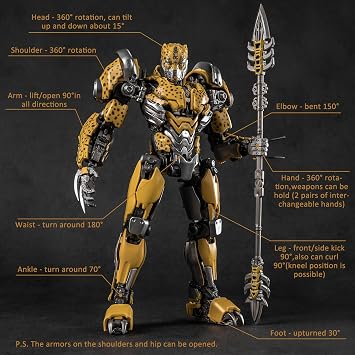 YOLOPARK Transformers Toys Rise of The Beasts Movie Cheetor Action Figure with Bumblebee’s Weaponry - Kids Ages 8 and Up,7.08 Inch (Cheetor)