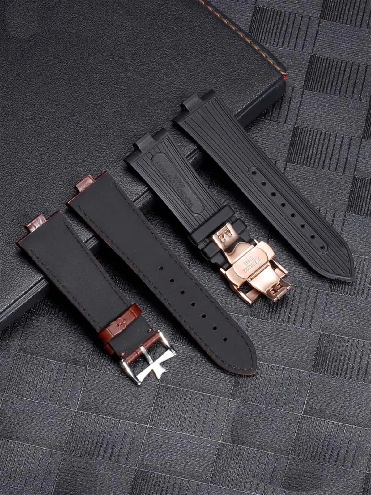 Cinturini, Cinturino for Orologio da Uomo con Fibbia in Acciaio Inossidabile(Black Silver 02)