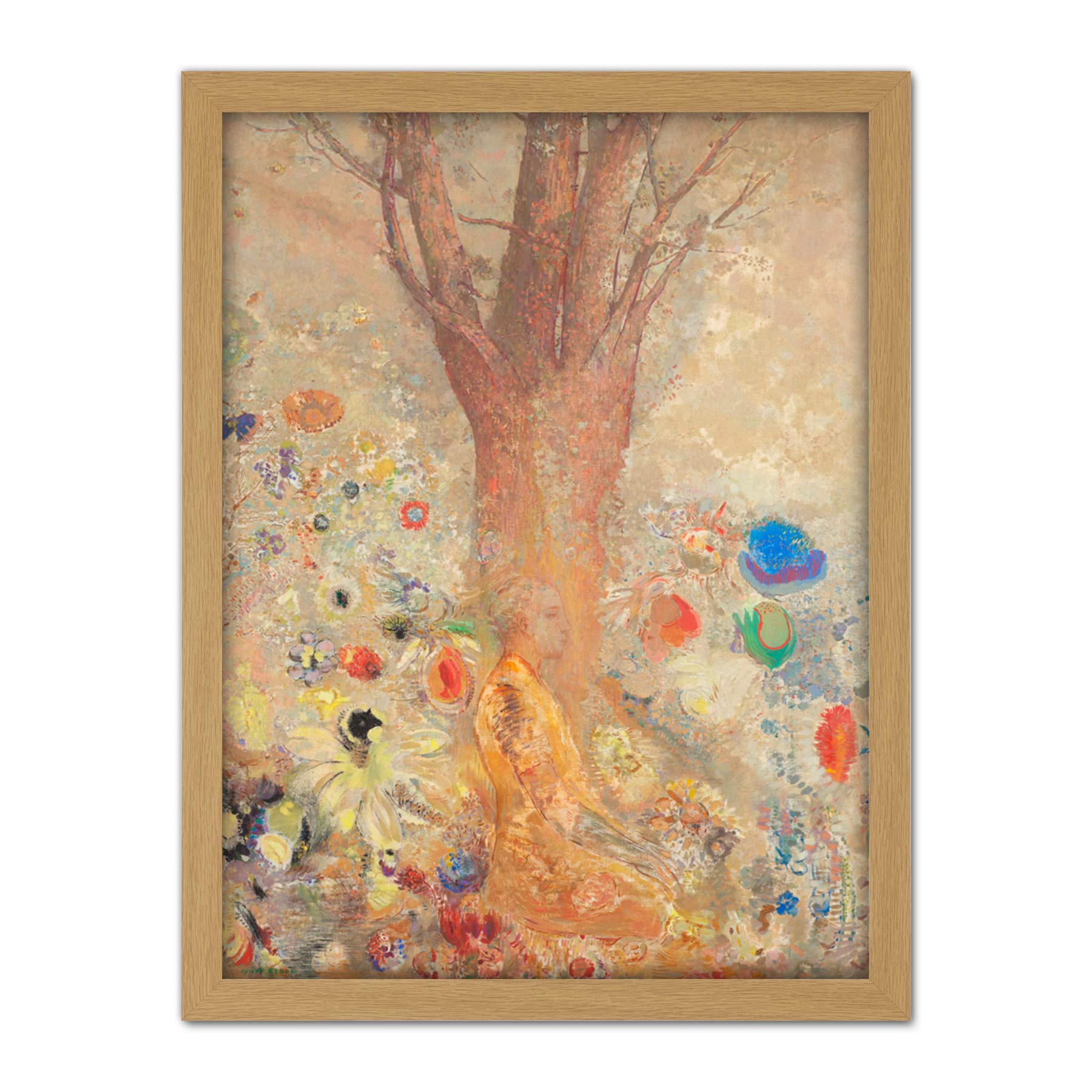 Odilon Redon The Buddha Framed Wall Art Print - Artery8 - Large - Light Oak Frame - W18 inch x H24 inch