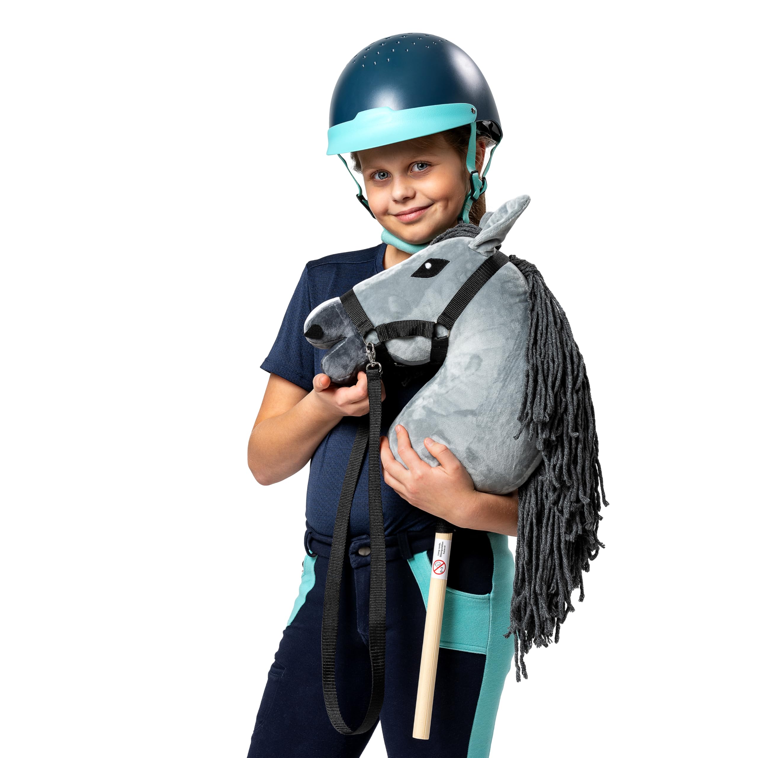 SKIPPI Hobby Horse Set Mit Halfter & Zubehör – Graues Steckenpferd A3 Für Kinder | Handgefertigt In Europa