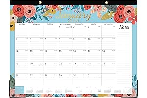 Blue Floral 2025 Large Desk Calendar with Corner Protectors