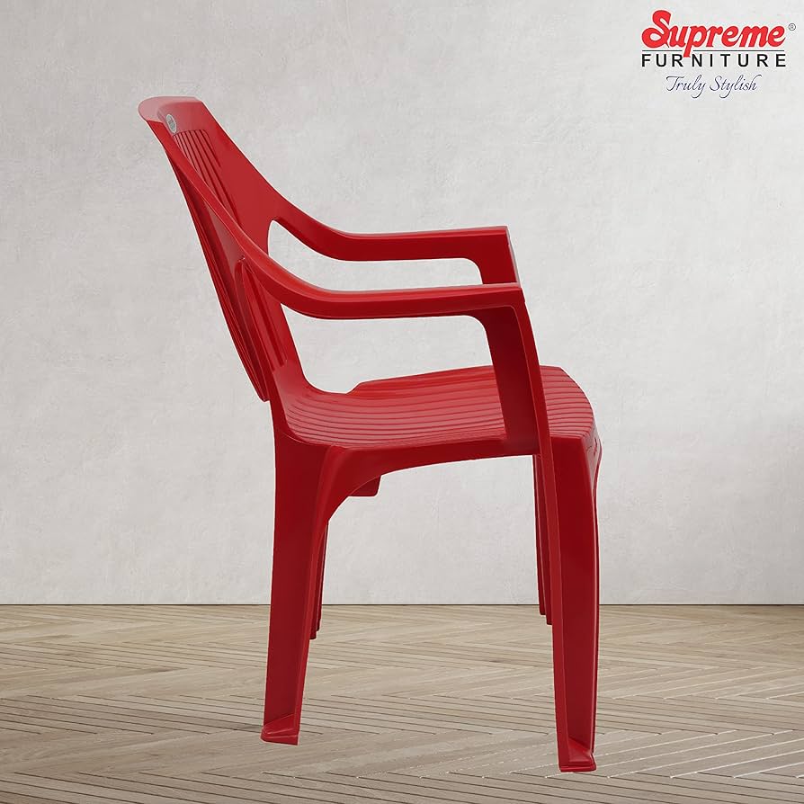 Supreme Furniture Stripes Plastic with-Arm Chair Suitable for Home