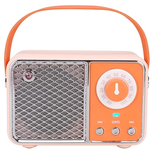 Dosmix Retro Bluetooth Speaker, Vintage Decor, Wireless Bluetooth Speakers, Cute Old Fashion Style for Kitchen Desk Bedroom Office Party Outdoor Kawaii Accessories (Orange)