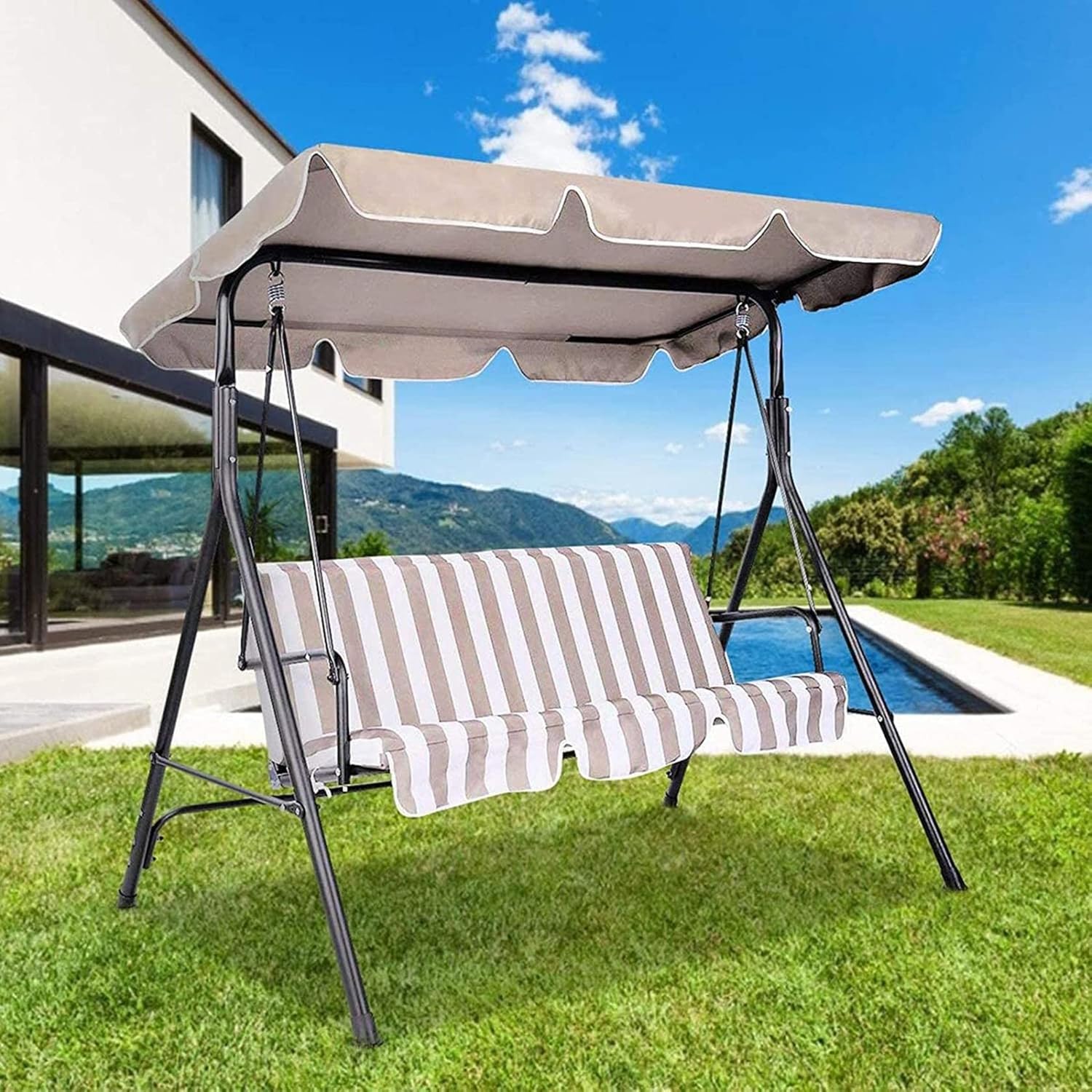 Patio Swing Canopy Waterproof Top Cover Set, Outdoor Replacement Gazebos Cover, Pergolas Chair Tent Awning Glider Porch Swings Canopies Sunproof for 2/3-Seater Cover Patio/Lawn/Garden (Red, 74.8in)