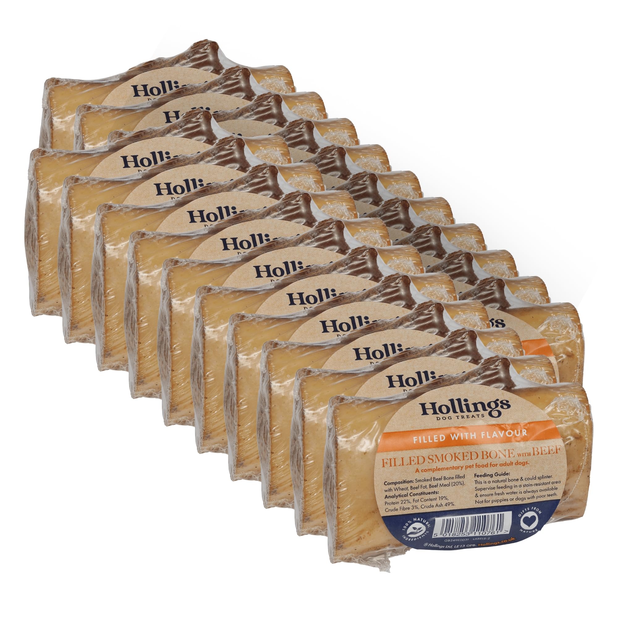 Hollings Smoked Beef Filled Bone Natural Dog Treat - Single Bone Size 22