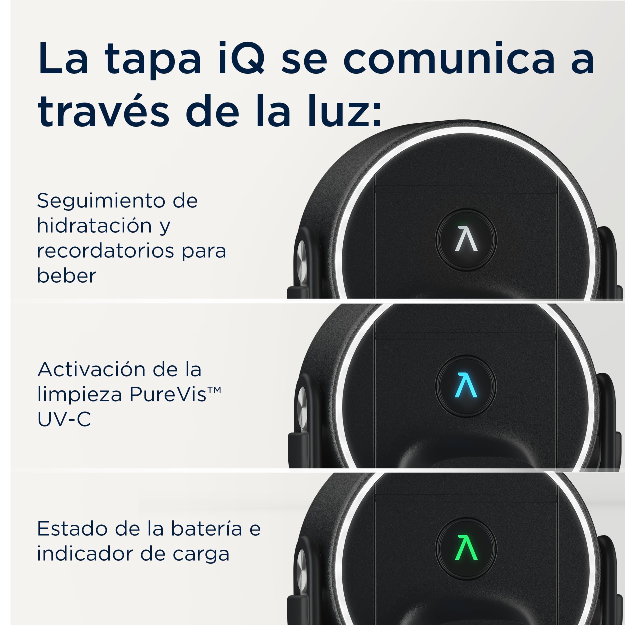 BRITA LARQ iQ Botella filtrante Blanco 680 ml con seguimiento inteligente de hidratación, filtro de carbón activado y autolimpieza UV‑C