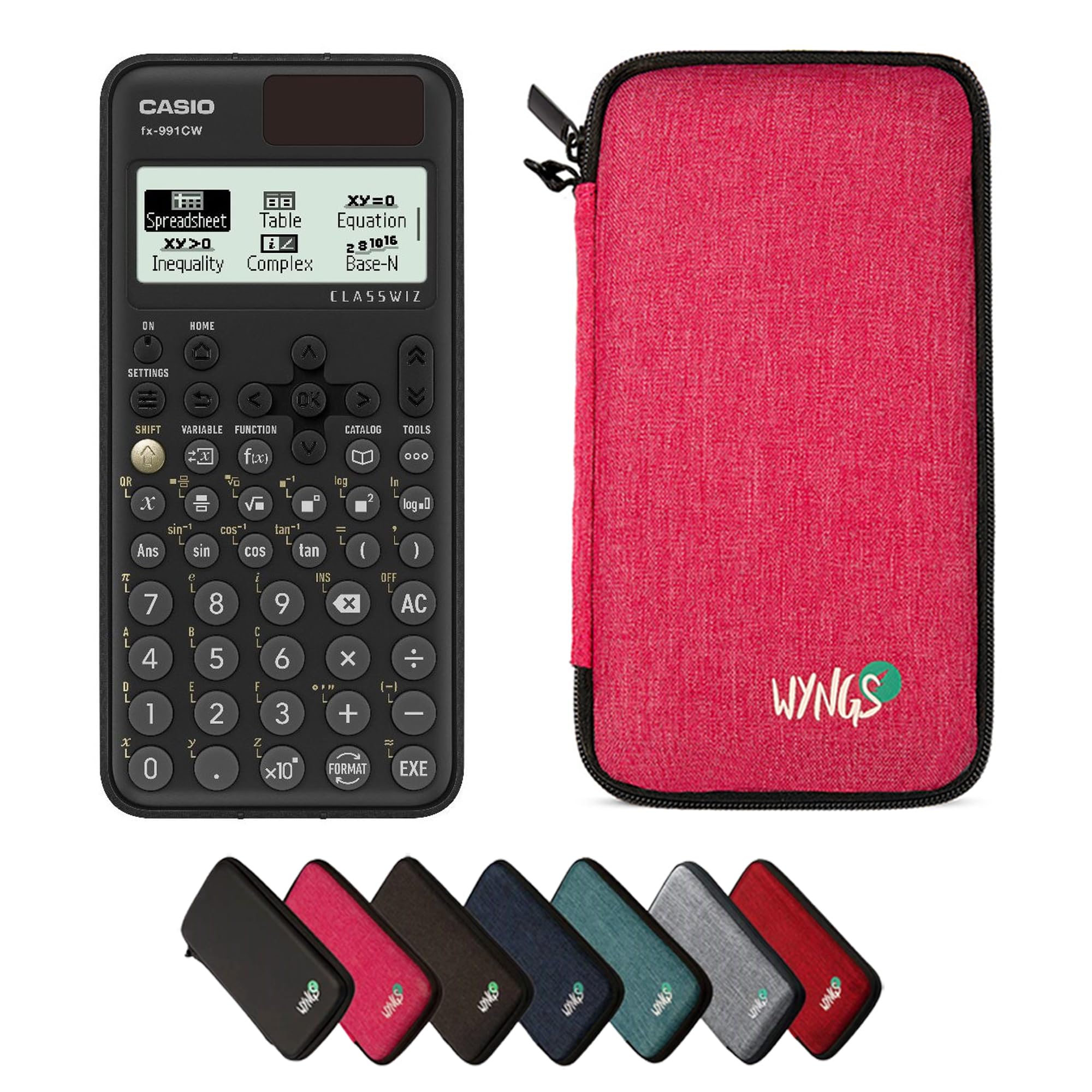 Casio fx-991CW ClassWiz con Custodia Protettiva WYNGS inclusa Rosa - Calcolatrice Scientifica - Pacchetto Base