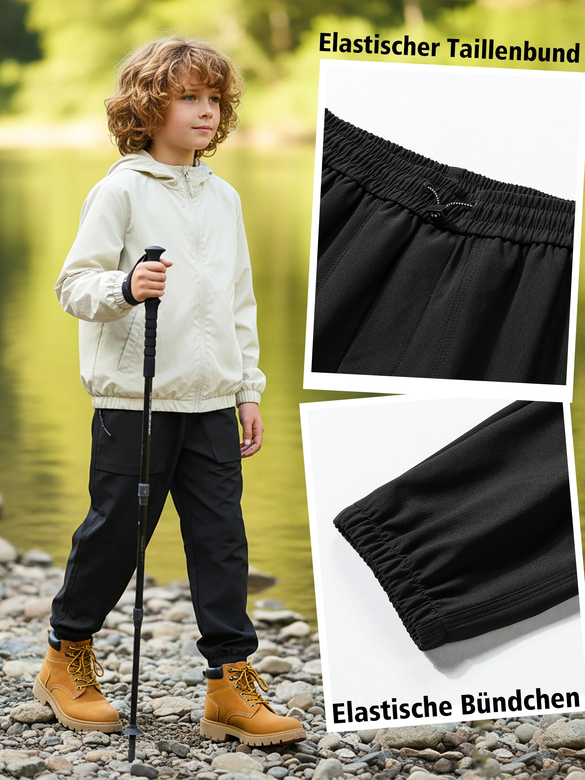 Kinder Jungen Wanderhose Wasserdicht Trekkinghosen Outdoorhose Jungs Jogginghose