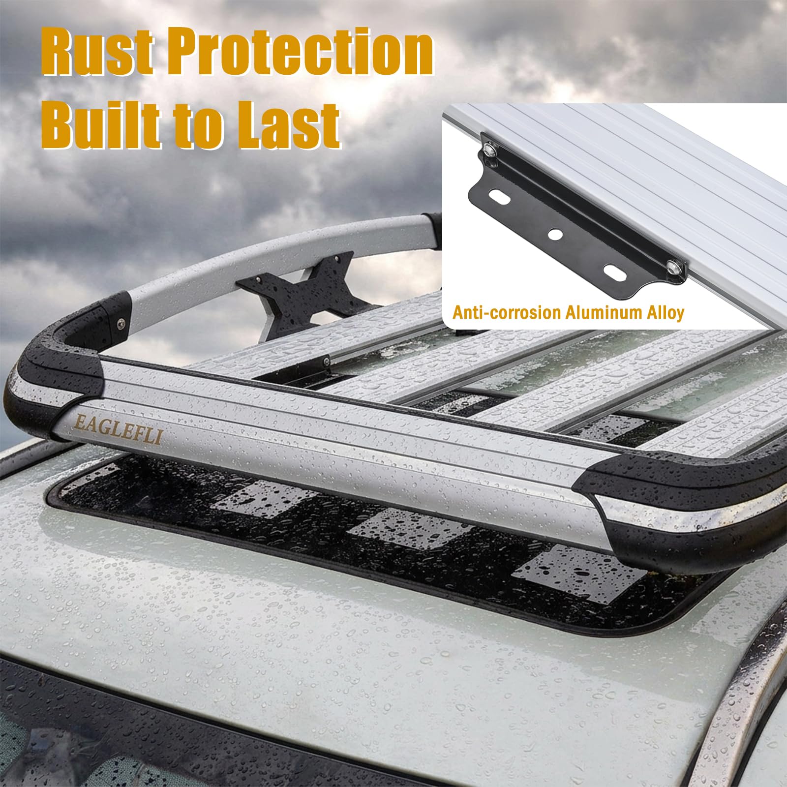 Dachkorb Auto, 1600X1100 mm große Aluminium-Dachgepäckträger, geeignet für SUV-Modelle und Pick-Up-Trucks, Silber Universal-Dachträger, Maximale Tragfähigkeit bis zu 100 kg