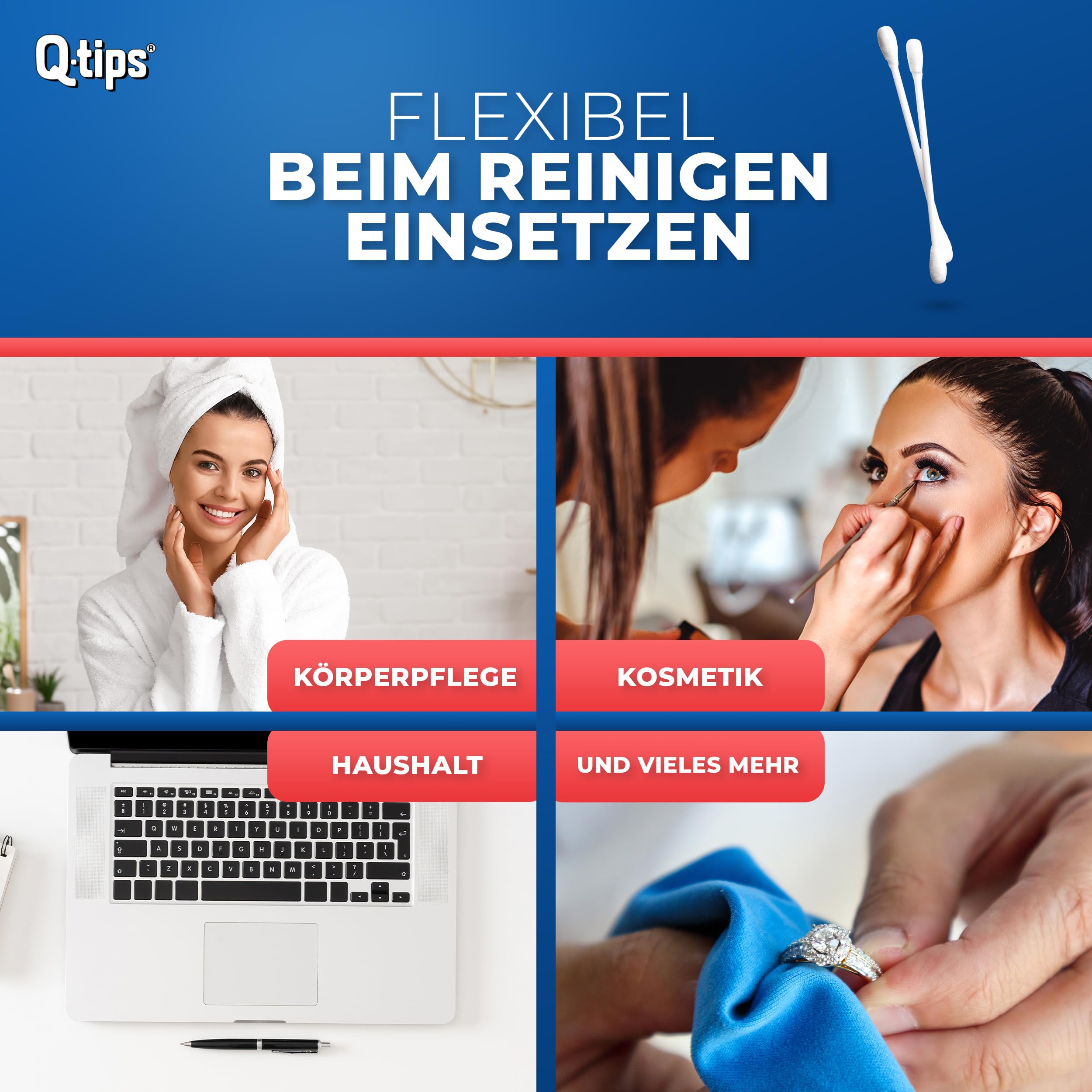 Q-tips® Pflege-Wattestäbchen mit Papierschaft, Nachfüllpackung, Vorteilspack (20x 160 Stück), 100% biologisch abbaubar, Baumwolle ohne Plastik