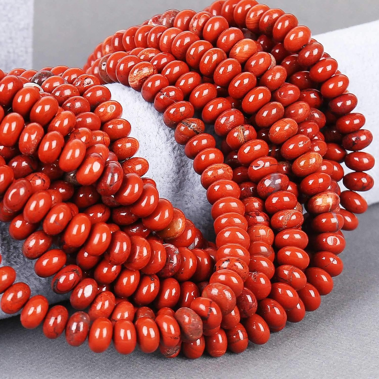 ICAI Beads 5x8mm Natural Red Jasper Rondelle Spacer Loose Beads for Jewelry Making DIY Crafts Design 1 Strand 15" APPR - Image 5