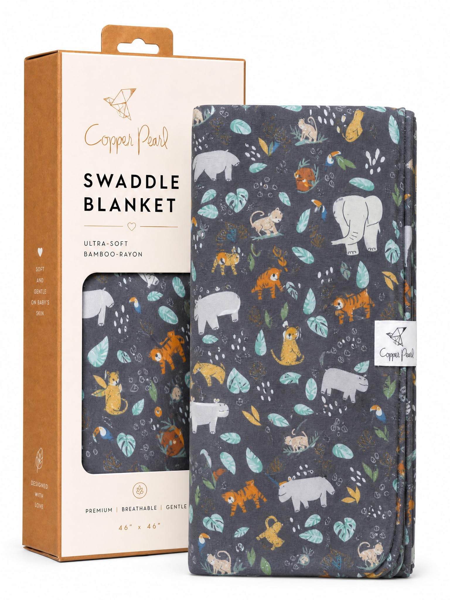 Copper Pearl Swaddle Blankets for Newborns | Soft Stretchy Receiving Blankets for Boys and Girls | Large 46 x 46 Inch Baby Blankets | Lightweight and Breathable Swaddles | Bengal