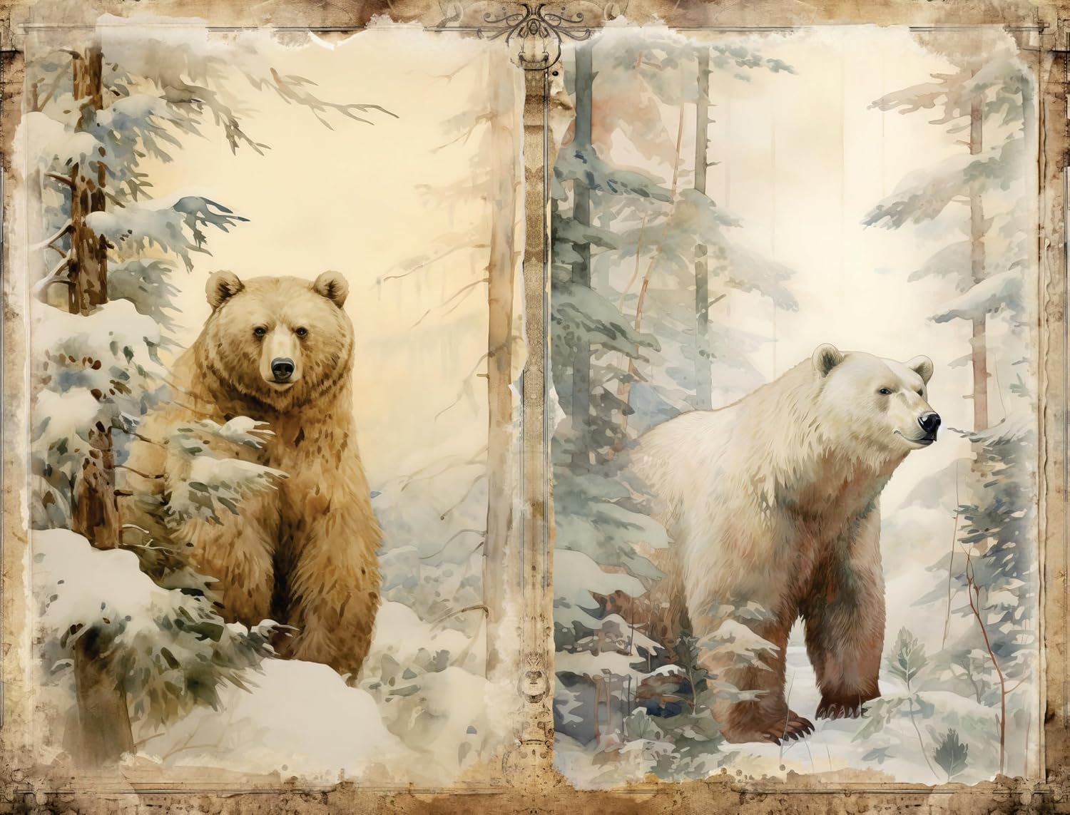 Winter Wildlife Rice Papers - 6 Pieces | 12 Unique Designs | Versatile Decoupage Designs for Art Projects & Crafting by CRAFT KREATIVELY