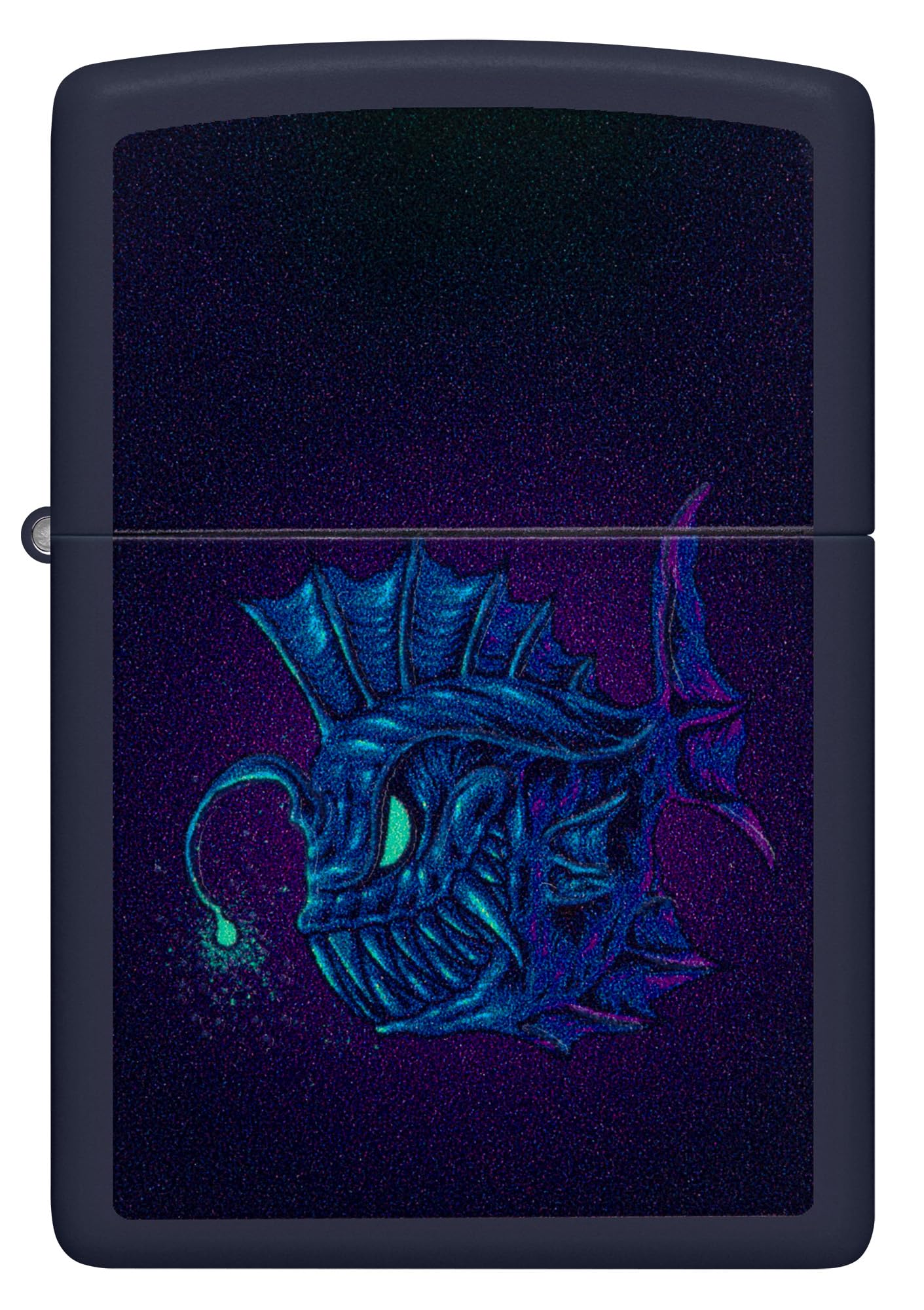 Zippo Sturmfeuerzeug Angler Fish Navy Matte Finish Black Light Effekt Nachfüllbar Windfest Made in USA