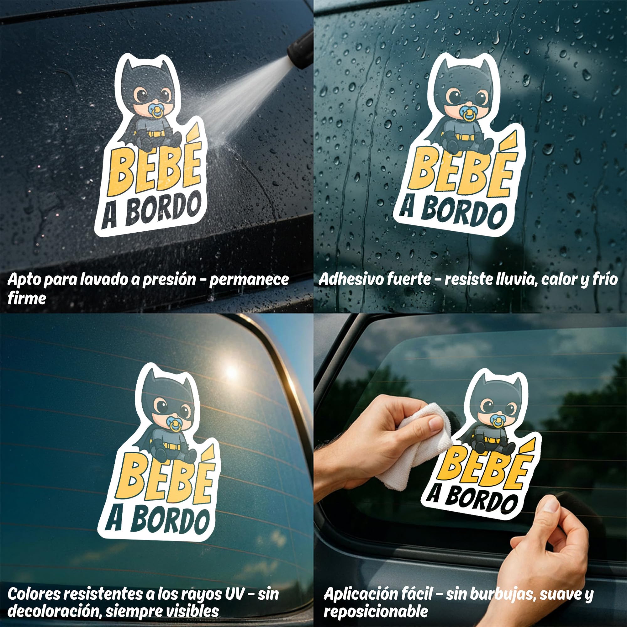 Pegatina Bebe a Bordo Coche, Superhéroe, Pegatinas Coche, Pegatinas de Bebe a Bordo, Pegatina Resistente a UV e Impermeable - 5