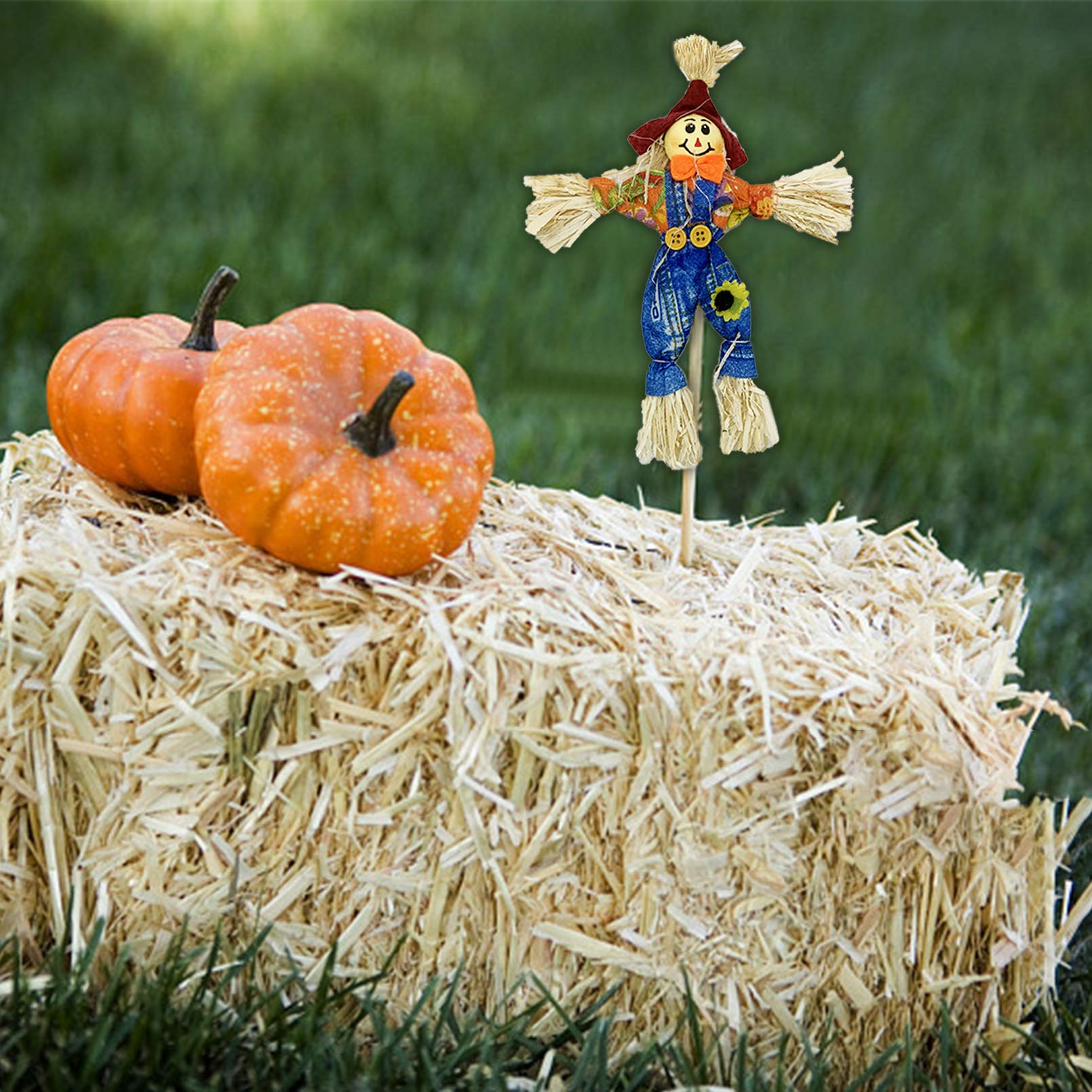 EBaokuup Halloween zestaw 10 dekoracyjnych strachów na wróble - 30 cm - jesienny żniwa strach na wróble, Święto Dziękczynienia, jesienny strach na wróble na jesień, Halloween, do ogrodu, na podwórko