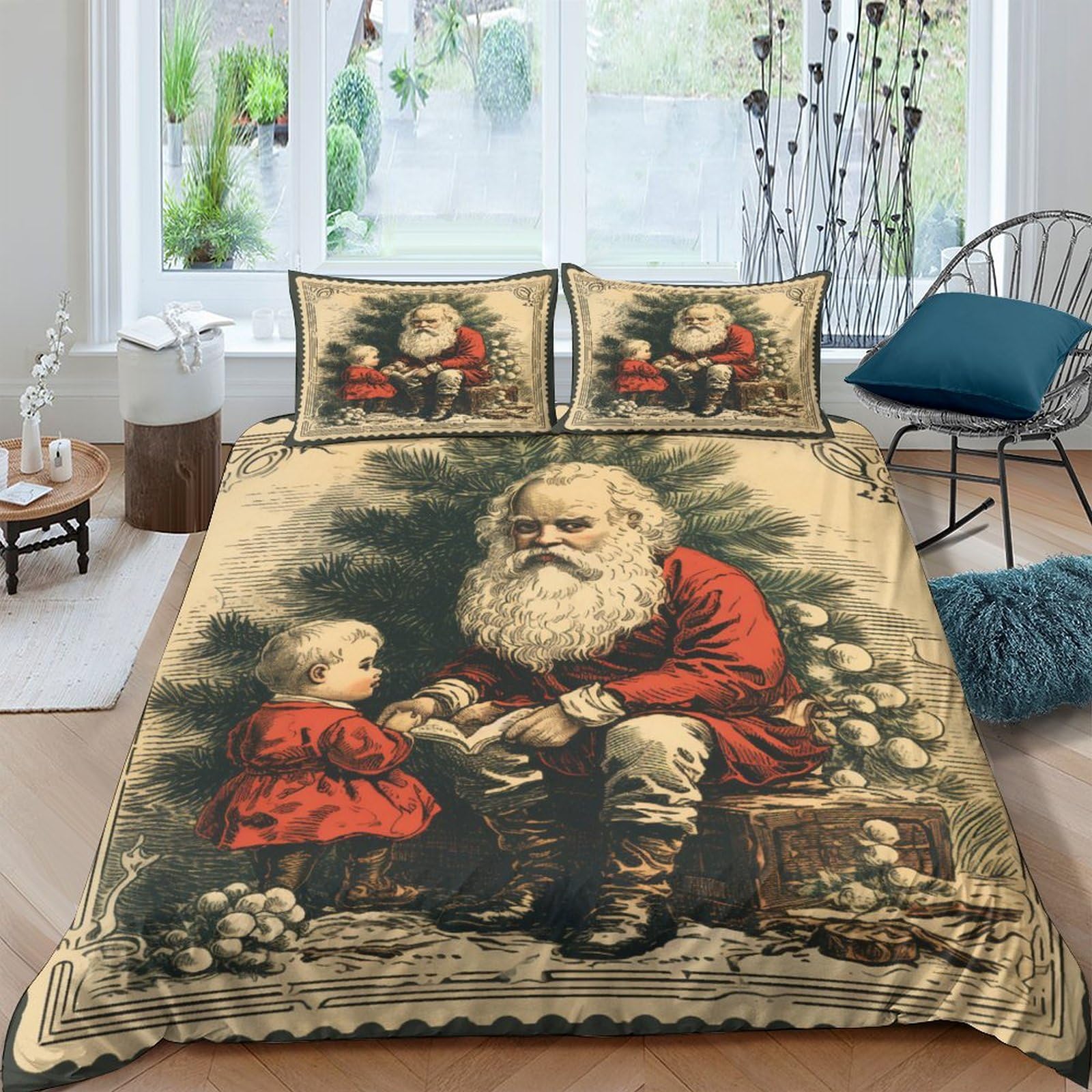 Housse de couette Noël vintage pour illuminer votre chambre en hiver