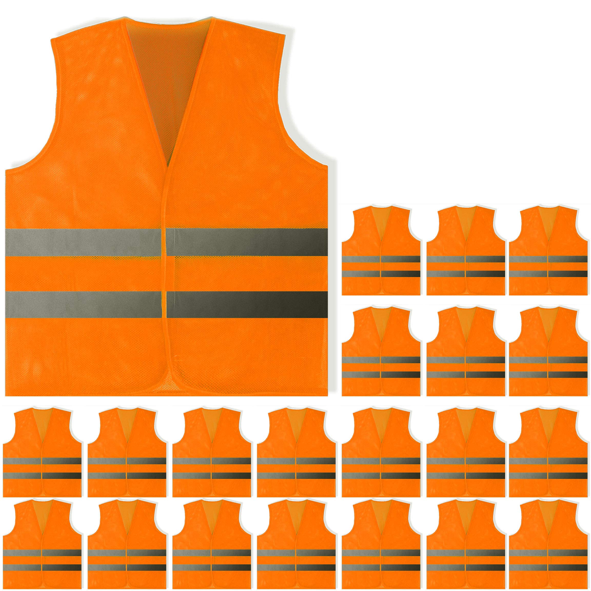 PeerBasics Safety Vests Bulk Pack - Reflective High Visibility, Men Women, Mesh, Colore: arancione., 20