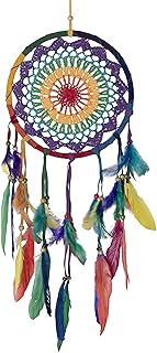 OMA Rainbow Chakra Dream Catcher Multi Color Boho Hippie Style Dreamcatcher Wall Hanging Decor Hand Crafted (Boho)