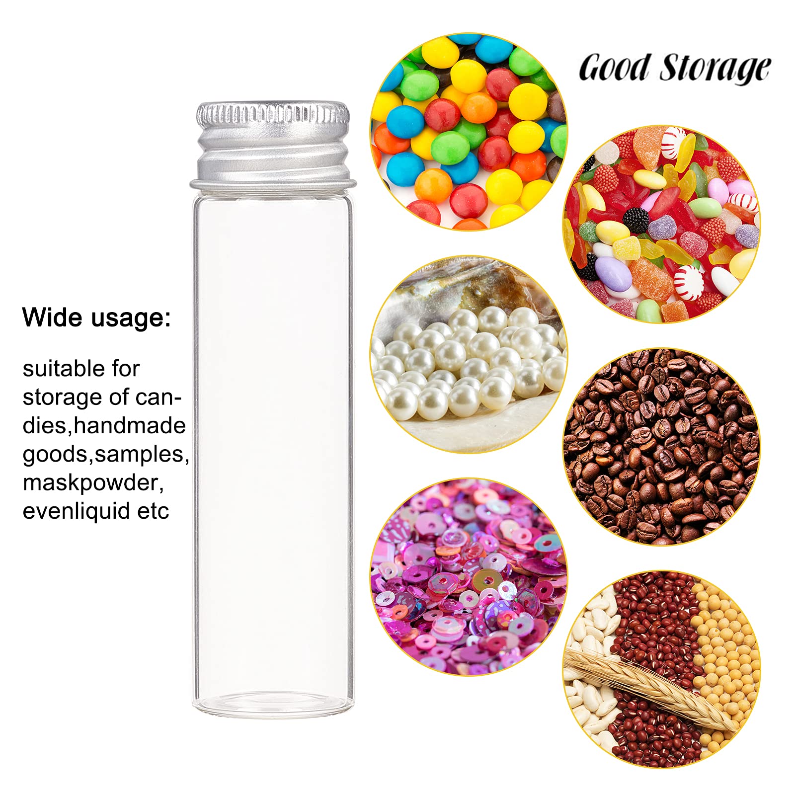 BENECREAT 20 Pz Flacone Sigillato in Vetro da 20 ml con Tappo A Vite in Alluminio Flacone Campione Liquido Trasparente per Flaconi Ornamentali in Polvere per Pillole