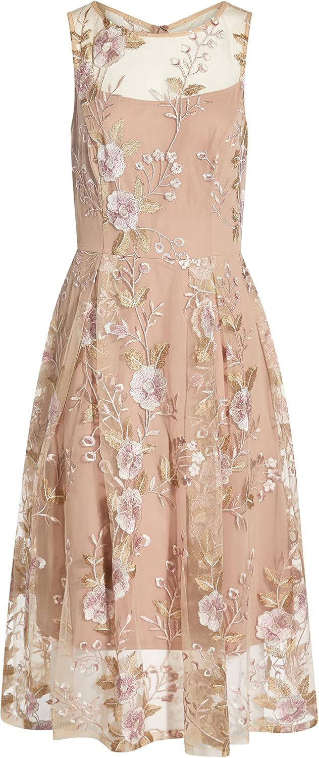 Adrianna Papell Womens Floral Embroidery Flared Dress - Image 6