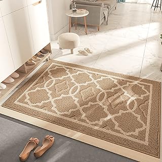 YOYORO Front Door Mat, Non-Slip Absorbent Resist Dirt Entrance Rug, 24”x36” Low-Profile Outdoor Entrance Rug Machine Washable Inside Mat Area Rug Welcome Mat for Living Room Porch(Brown)
