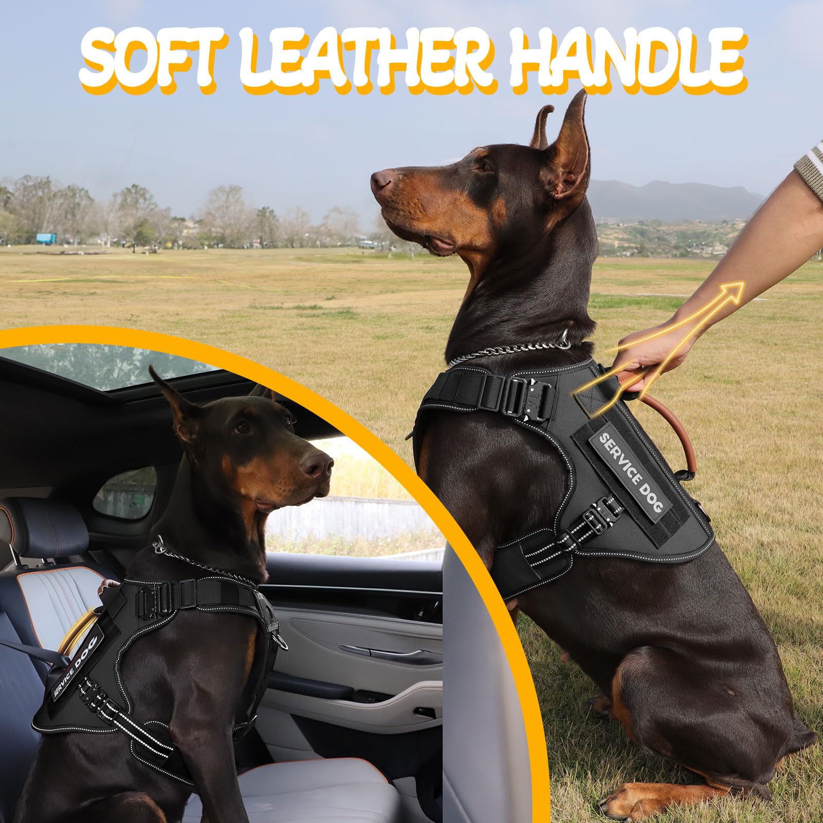 Arnés táctico para perros de servicio para perros medianos y grandes (negro, M)