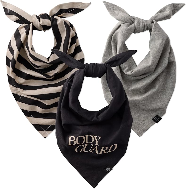 Bandana para Cães Pet Passion Bandit de Algodão Orgânico Ajustável, Preto e Areia, Extra Pequeno/Pequeno, Pacote com 2