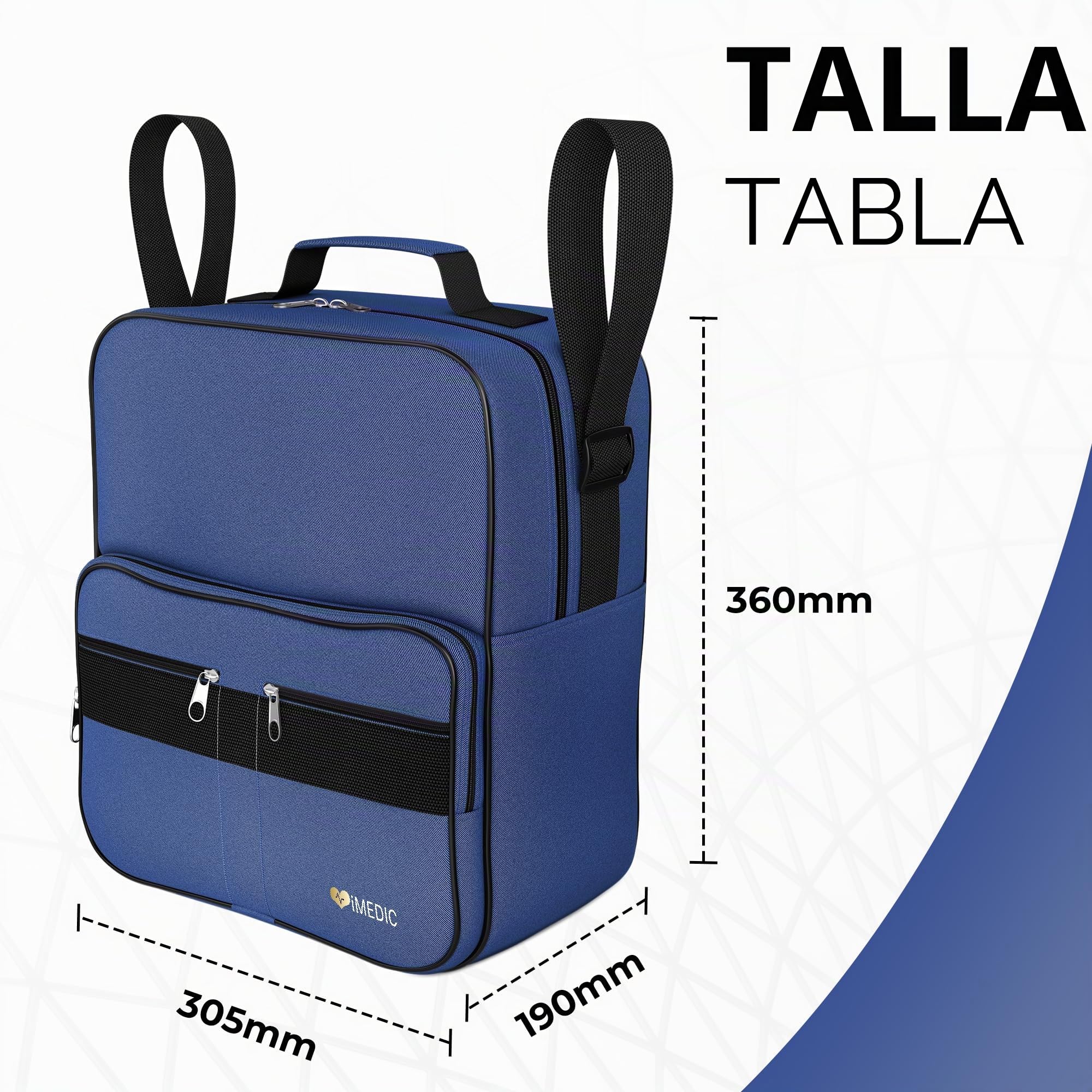 iMedic Bolsa para Silla de Ruedas y Scooter – Azul | Mochila de almacenamiento duradera y espaciosa