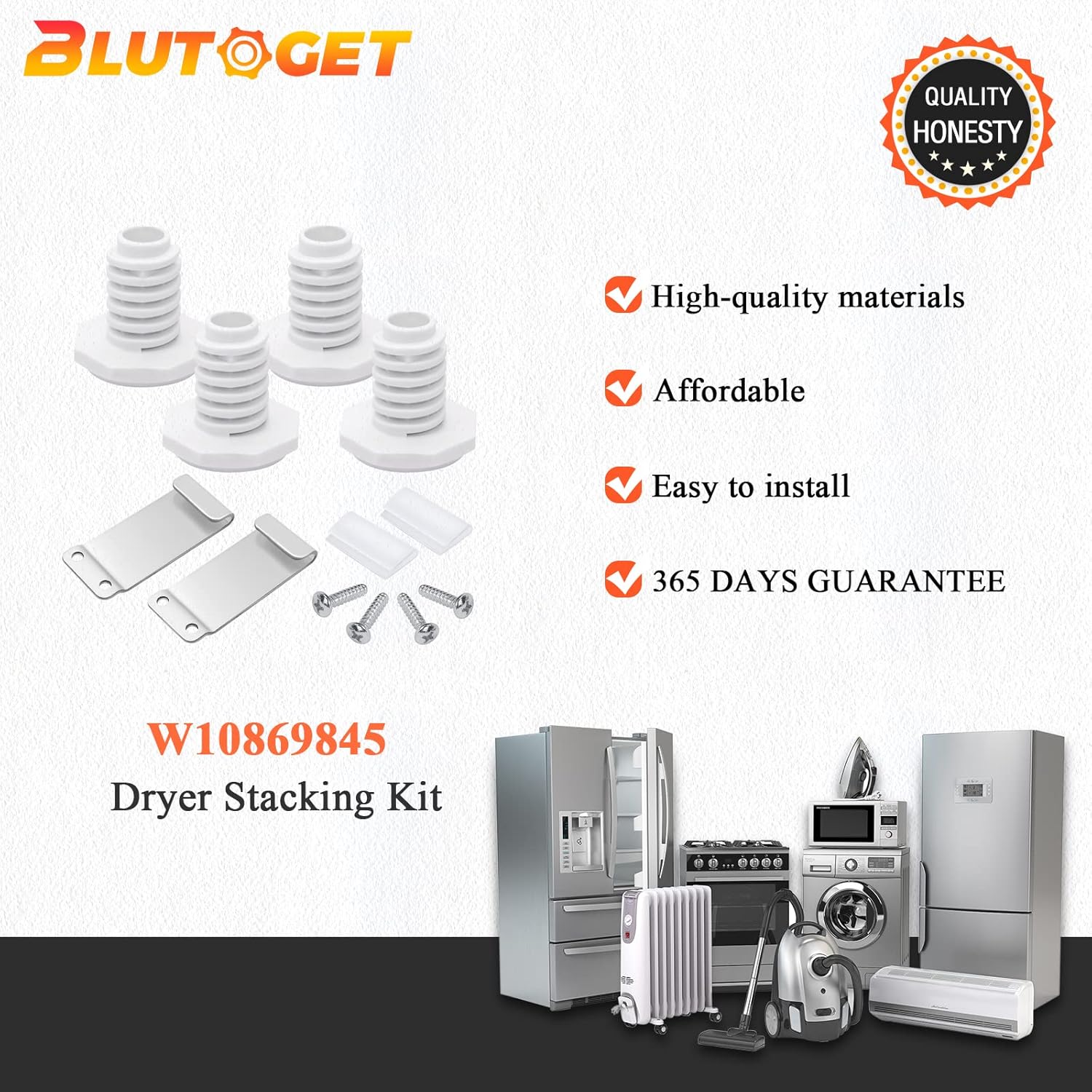 Universal Stainless Steel and Plastic Dryer Stacking Kit