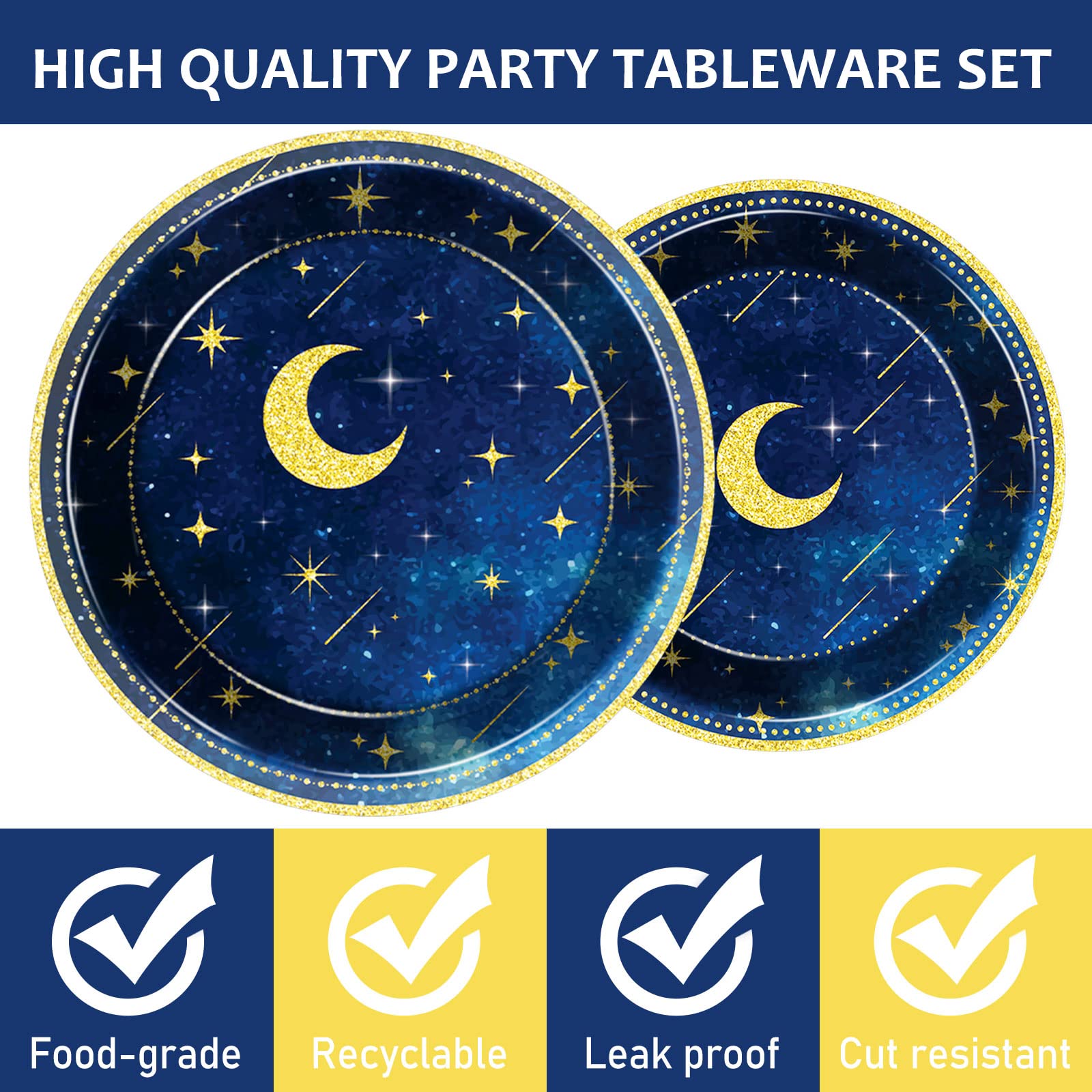 Snapklik.com : Chiazllta 96 Pcs Starry Night Plates And Napkins Party ...