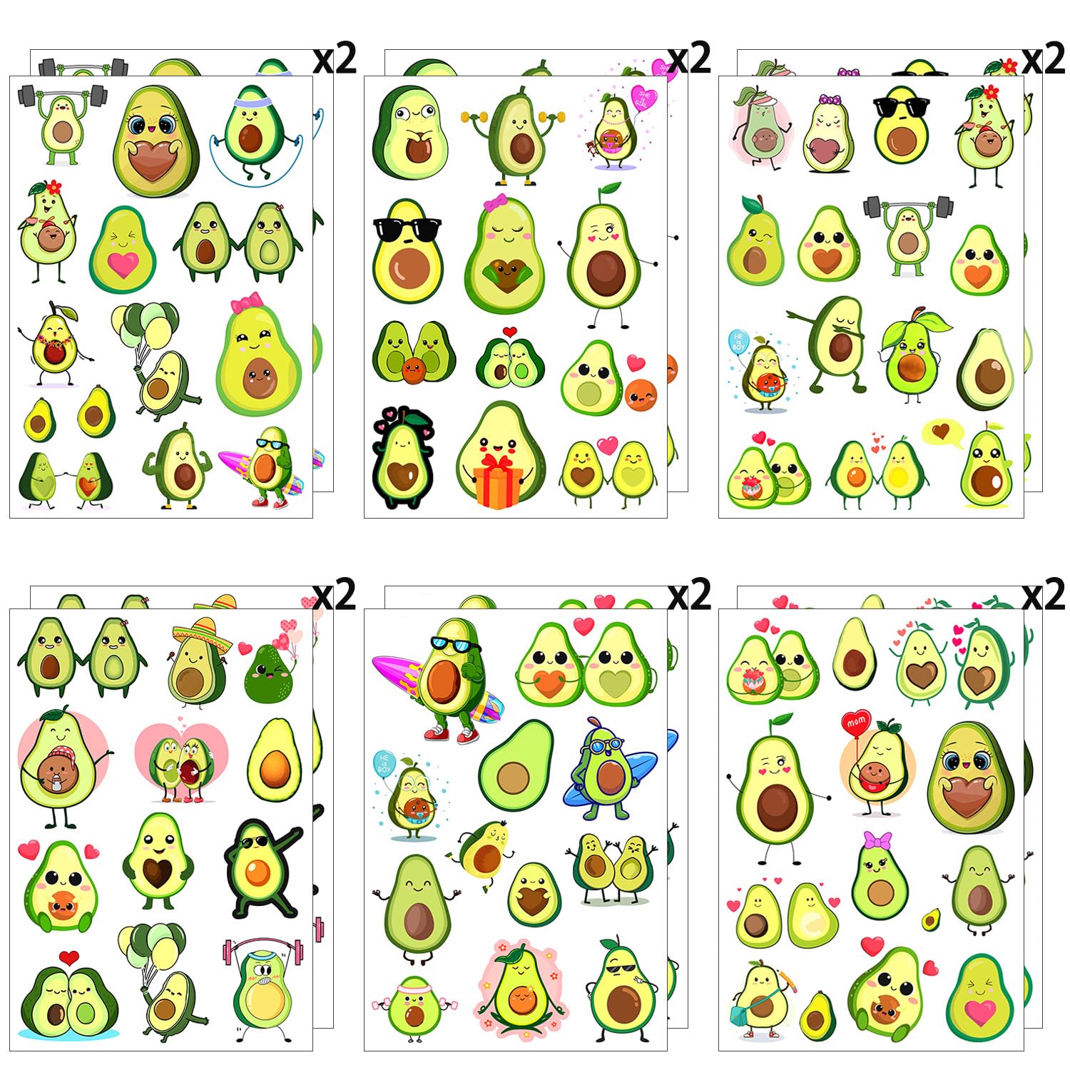 12 Sheets Avocado Temporary Tattoos Stickers Avocado Birthday Party Supplies Decorations Cute Fruit Face Fake Tattoos Party Favors Goodie Bag Fillers Party Gifts Games School Classroom Rewards